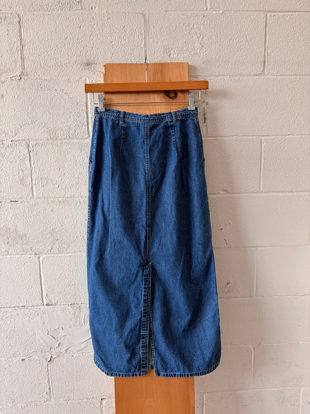 Drawstring Denim Maxi Skirt : 7/8