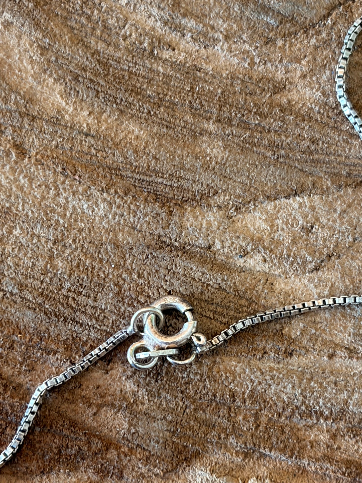 925 Blue Beaded “Mom” Heart Necklace