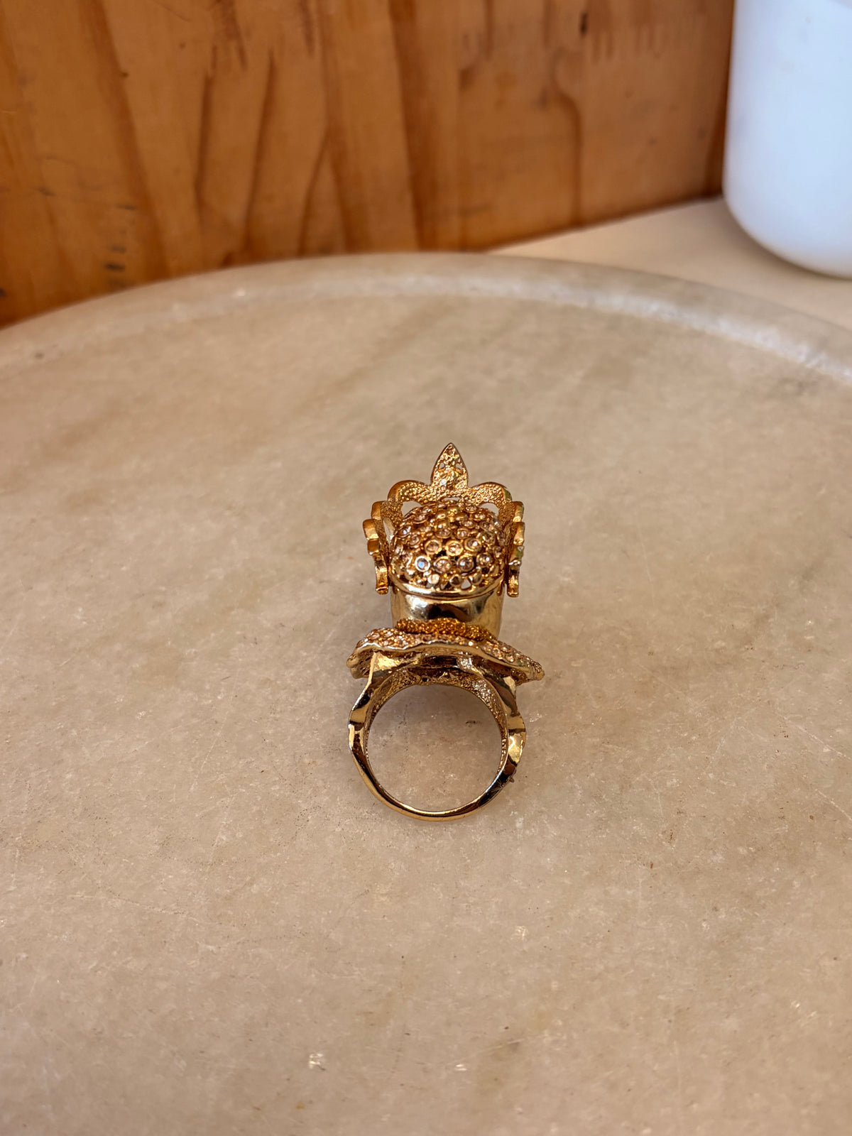 Crowned Skull Statement Ring: Size 8.5