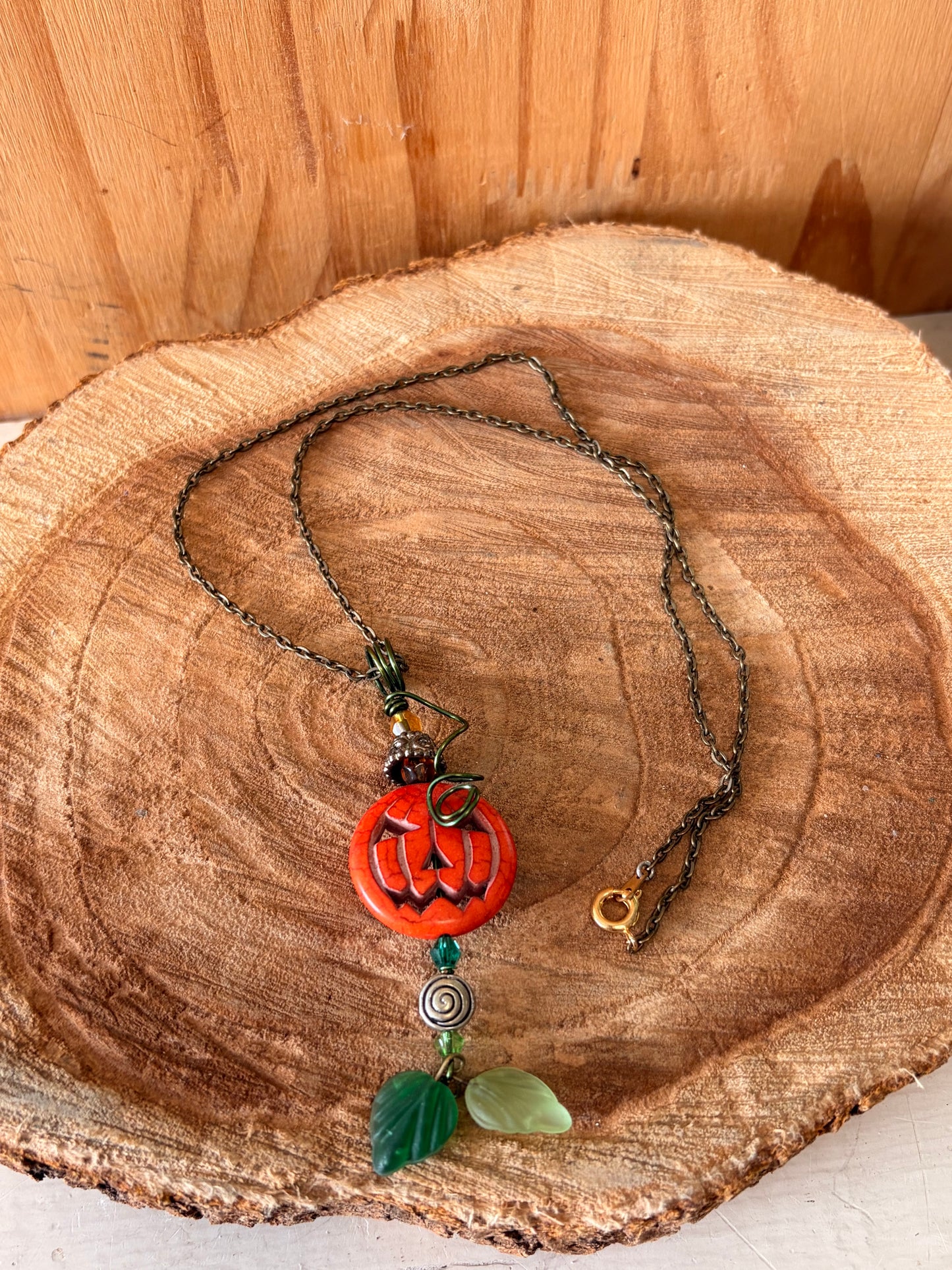 Beaded Jack-O-Lantern Necklace