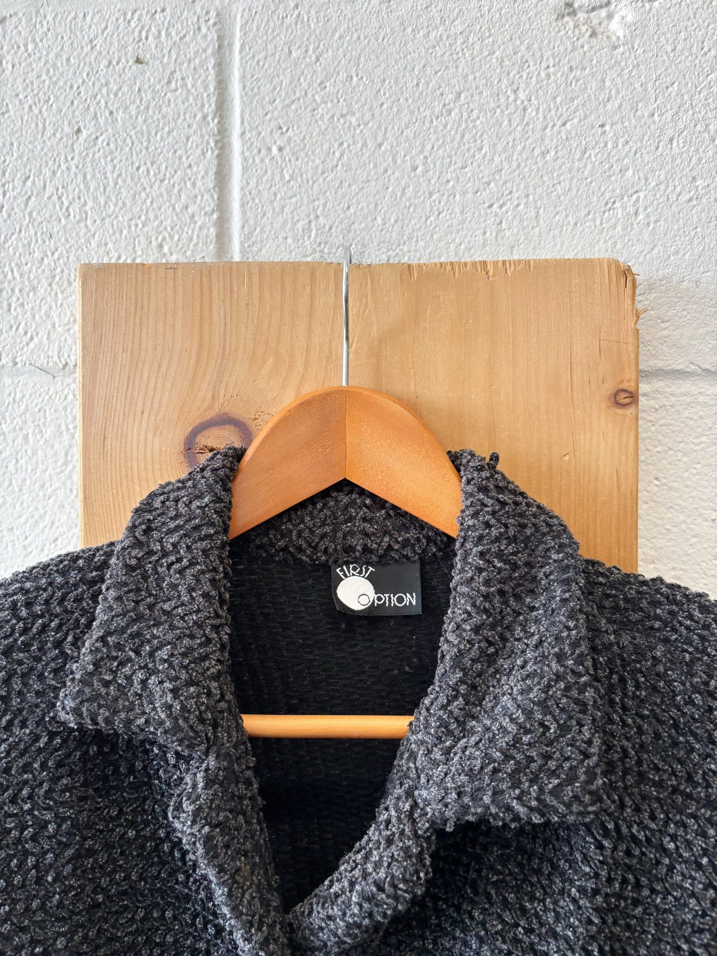 Vtg Fuzzy Gray Jacket : L