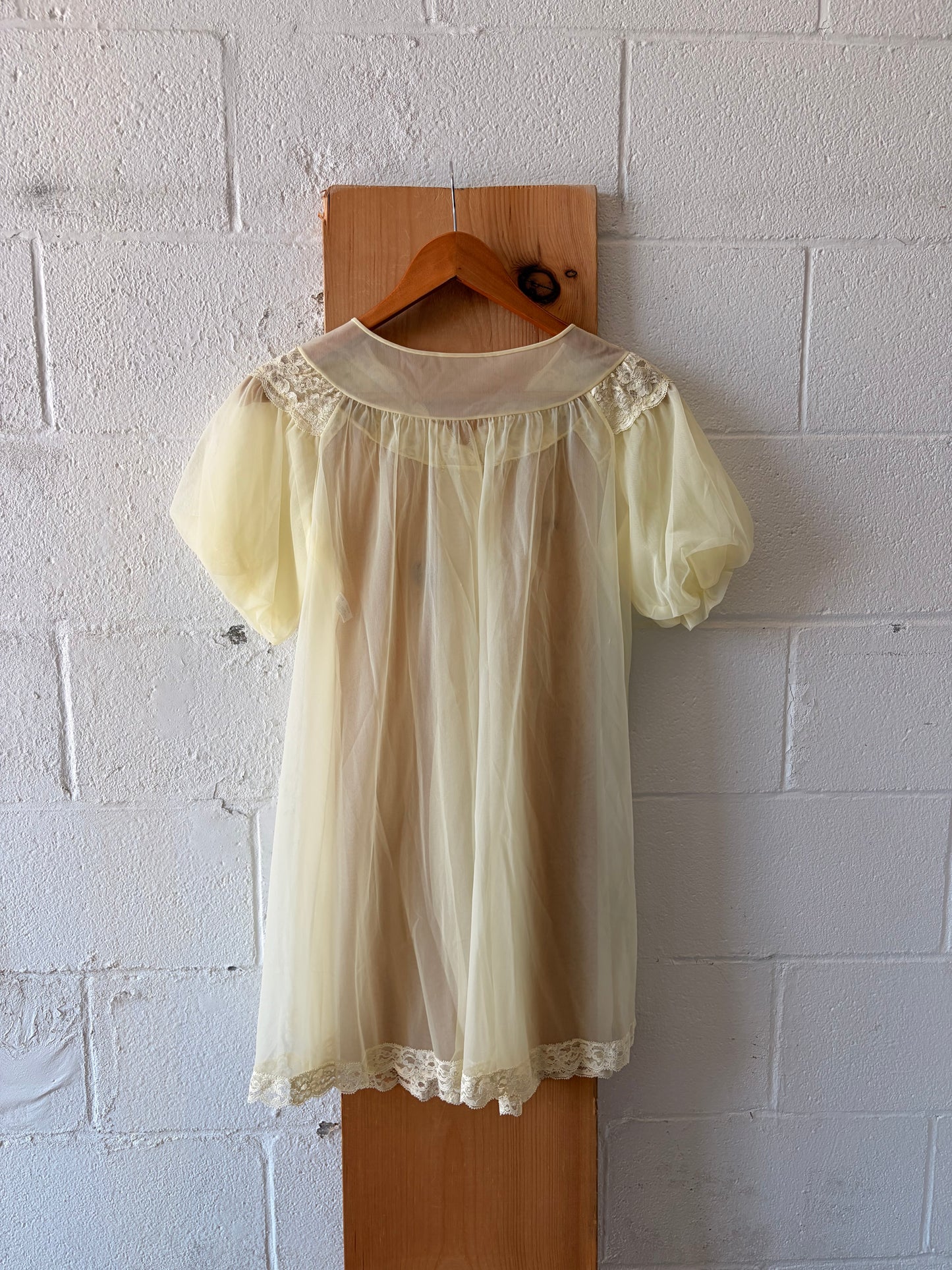 Vtg Yellow Babydoll Peignoir Robe : P