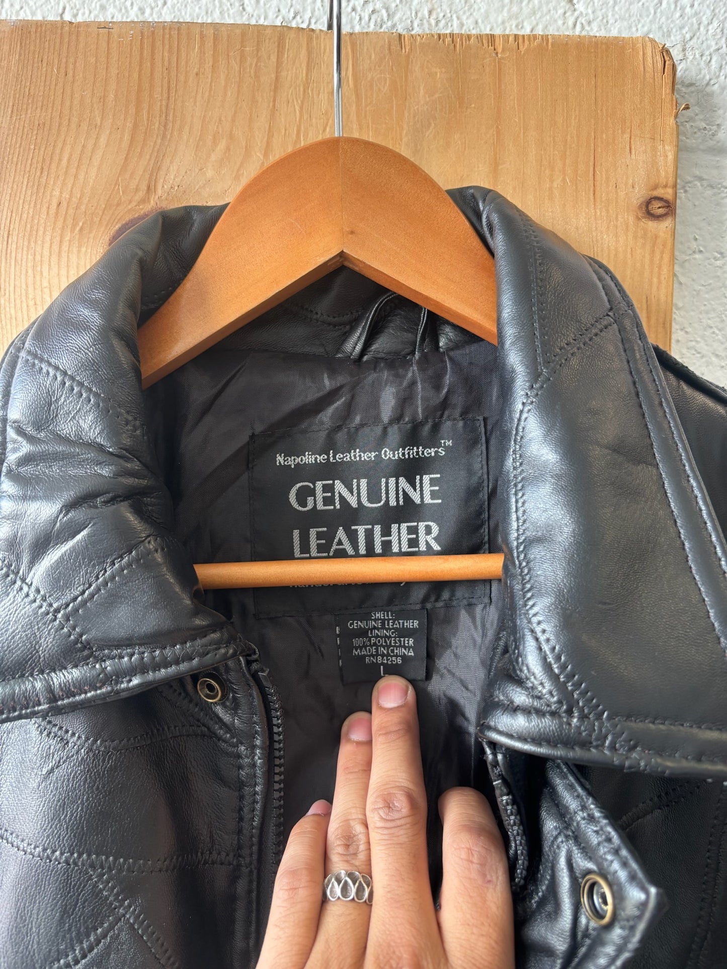 Black Leather Jacket : L