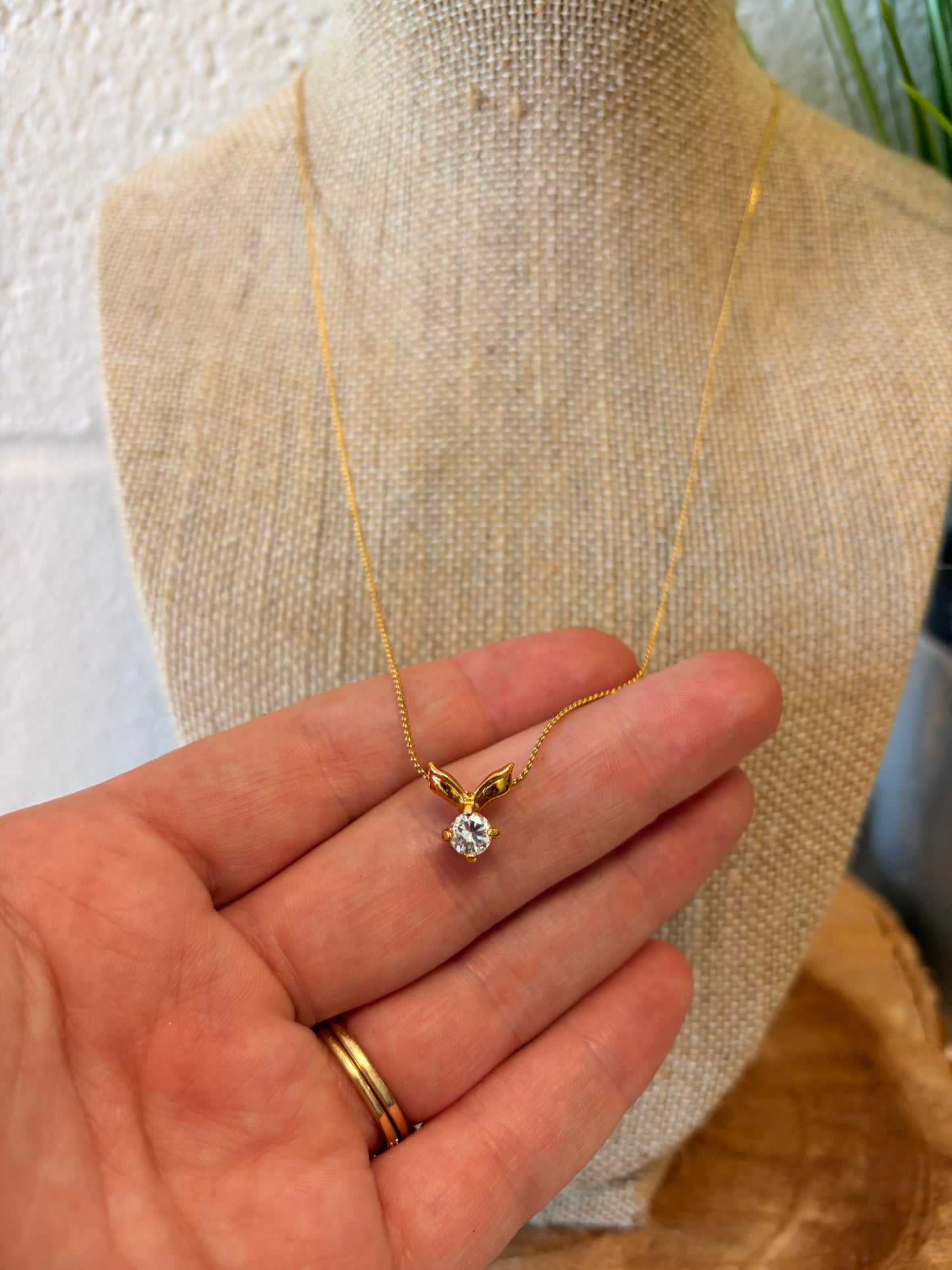 Gold Tone Bunny Ear Necklace