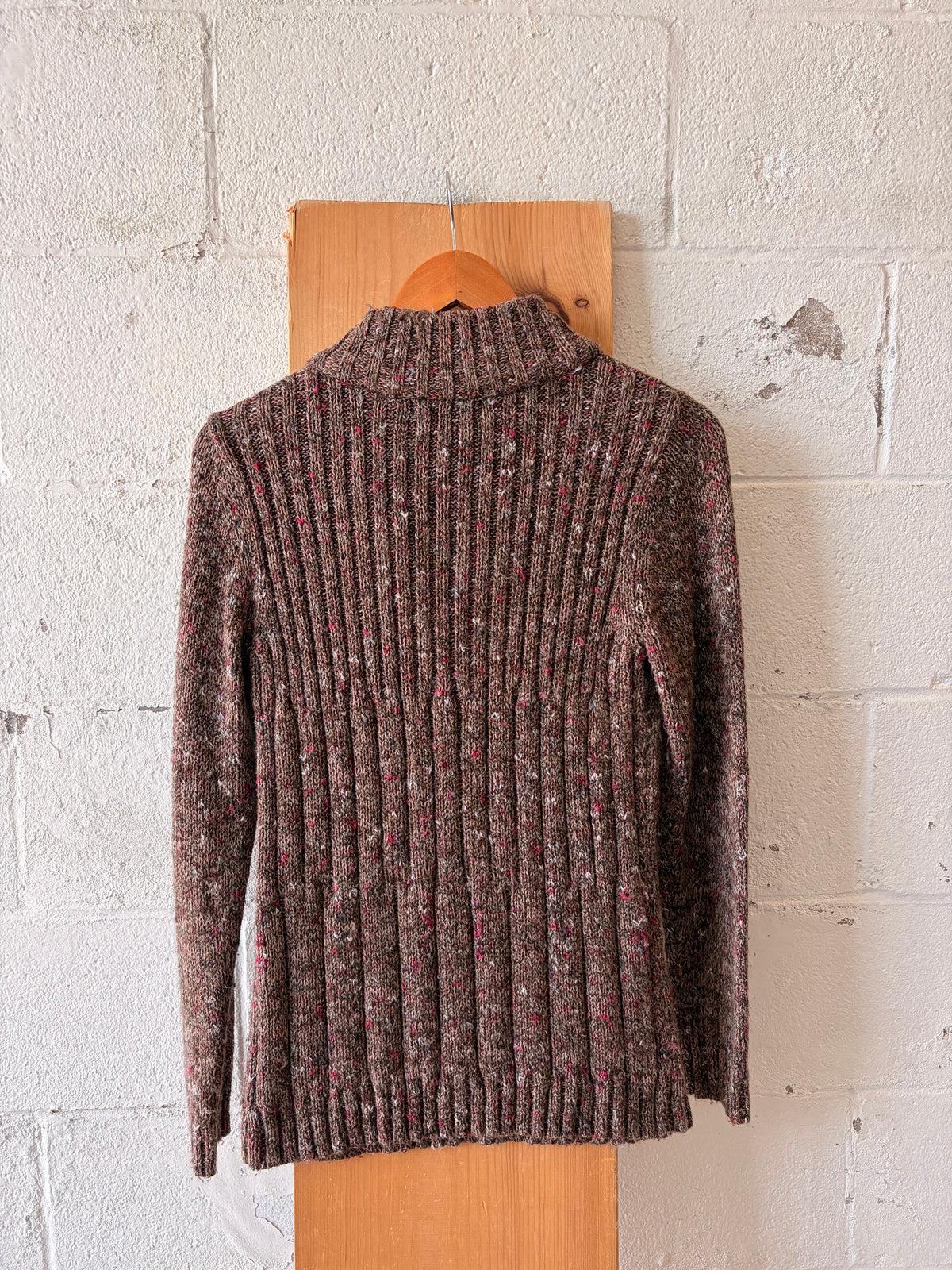 Brown & Pink Speckled Quarter Zip Sweater : L