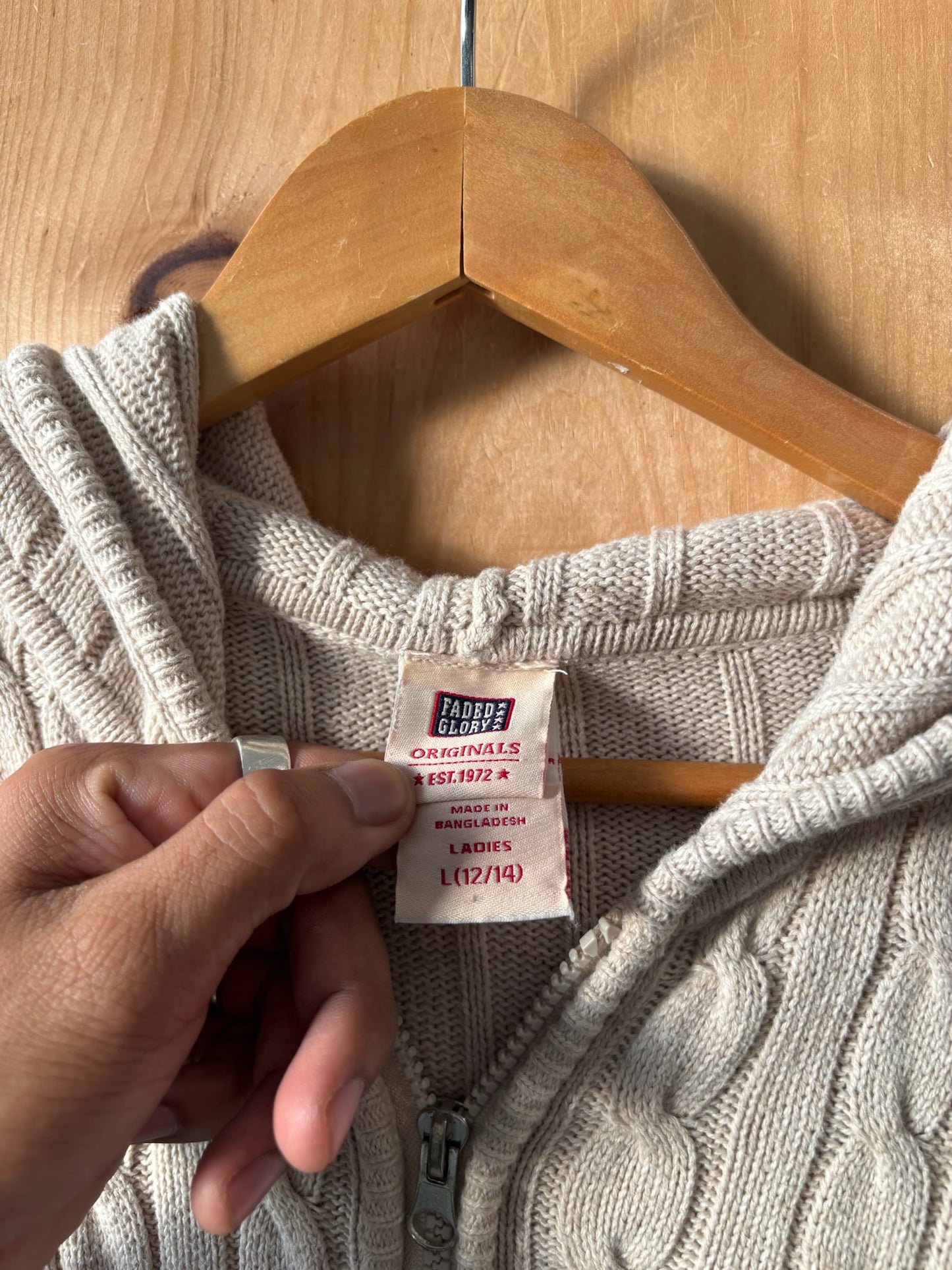 Hooded Zip Up Sweater : L