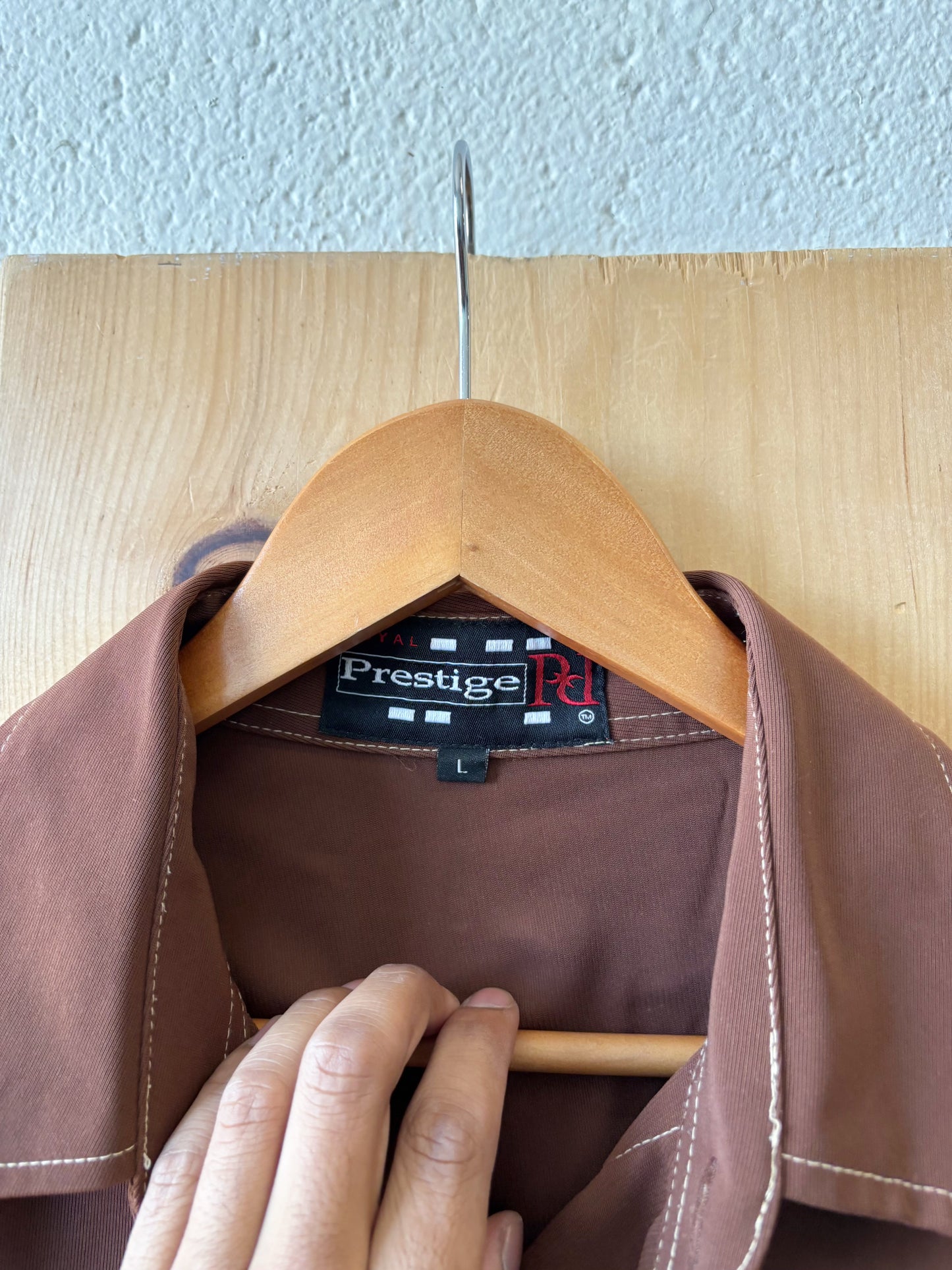 Short Sleeve Brown Button Up : L