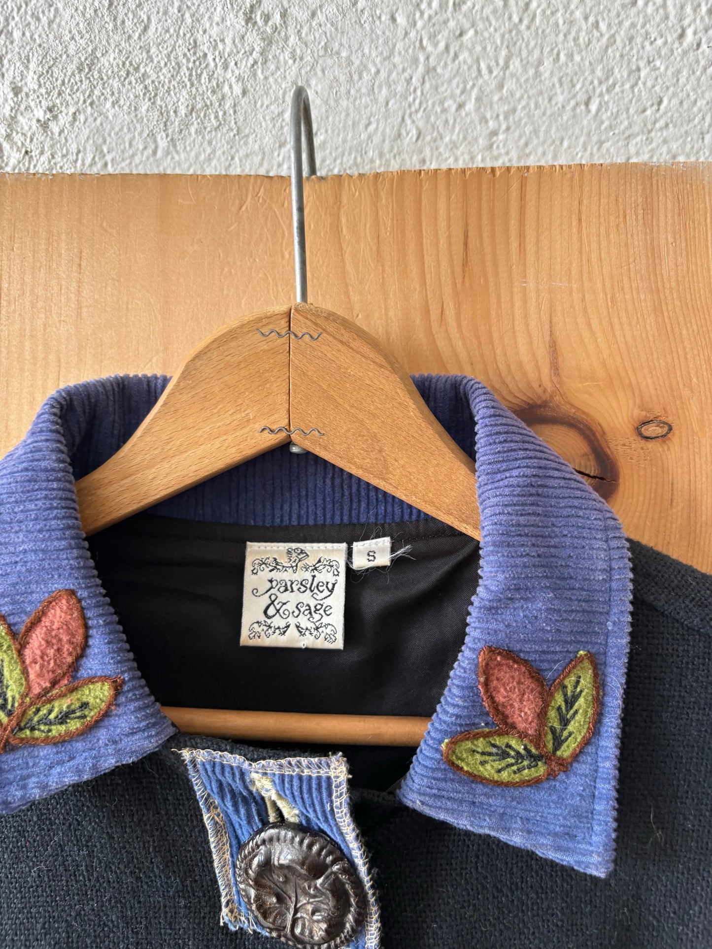 Boho Embroidered Plant Jacket : S