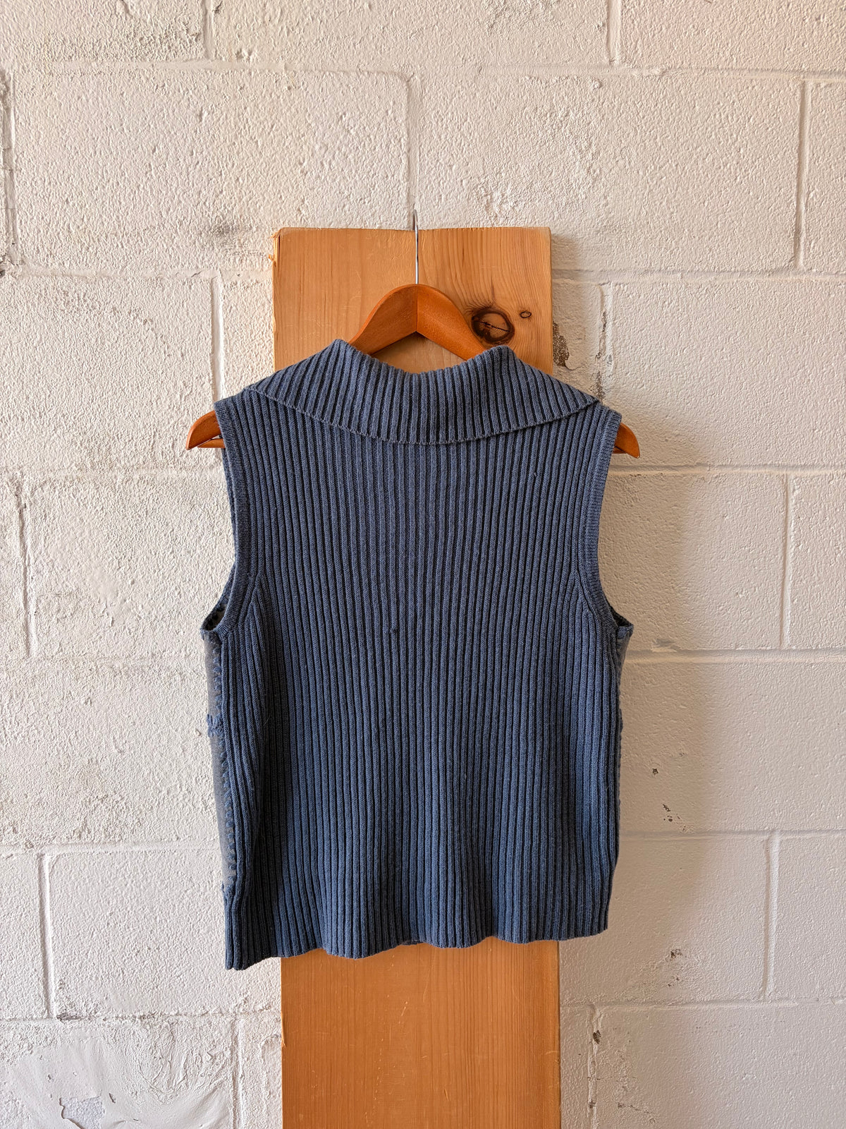 Blue Patchwork Suede Vest : M
