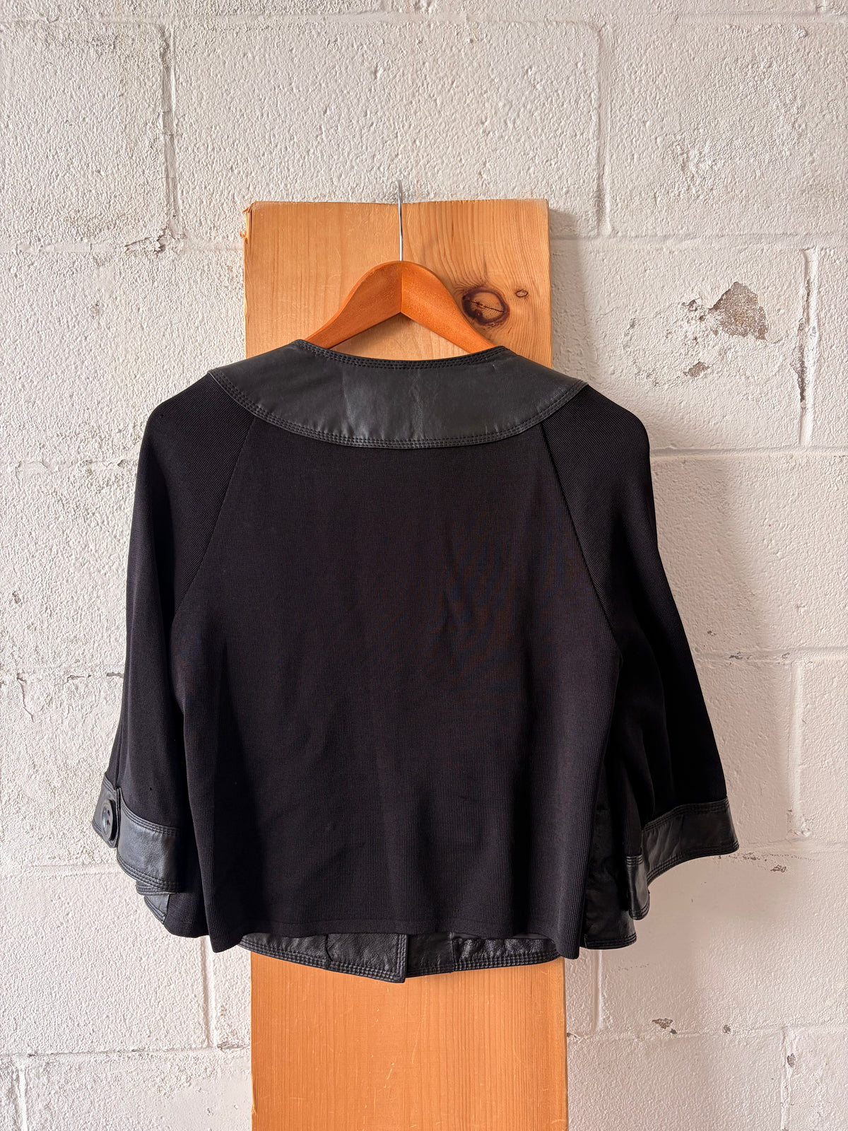 Vtg Large Buttoned Leather Jacket : M
