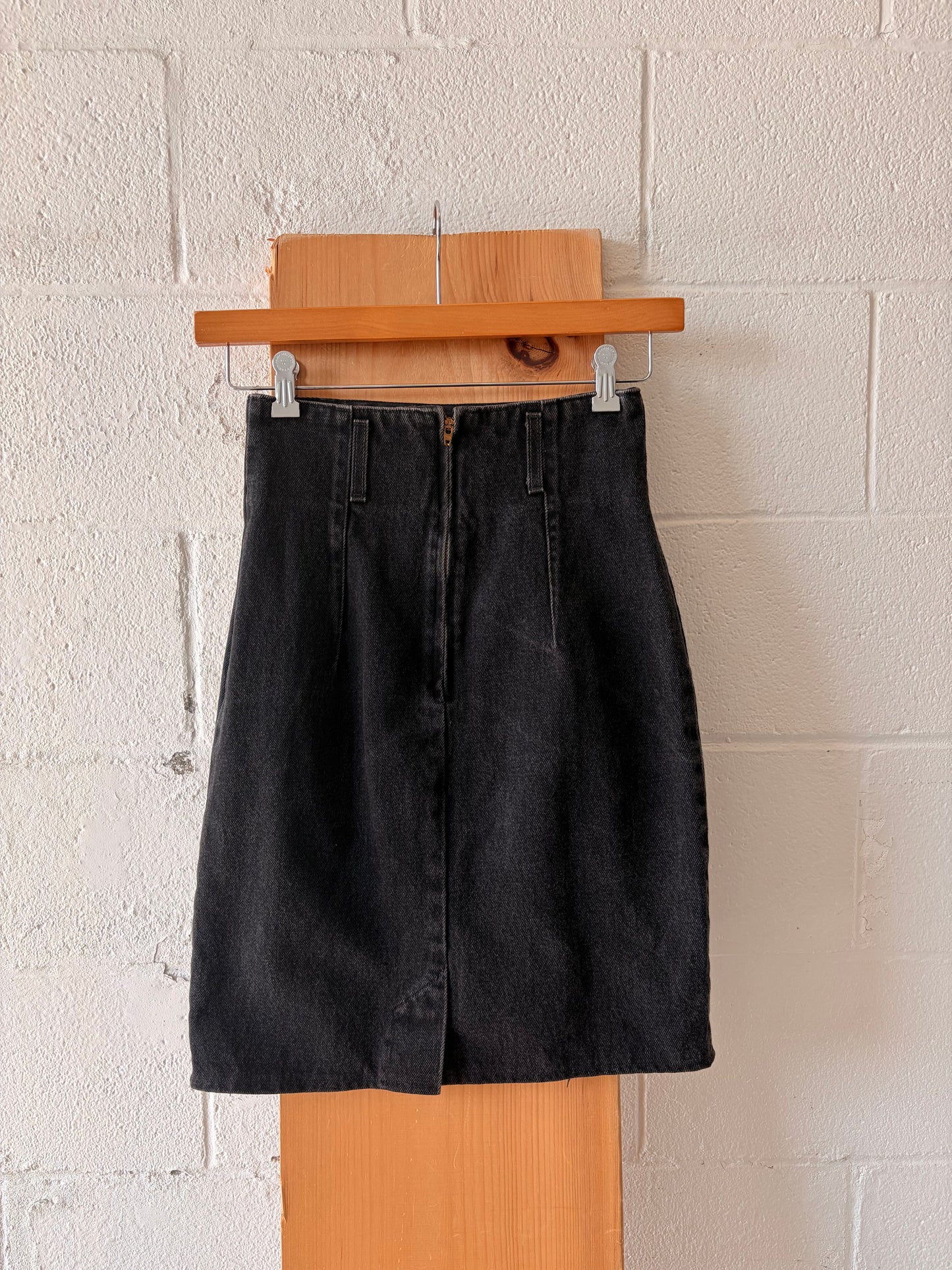 Vtg Black Denim Skirt : 3/4
