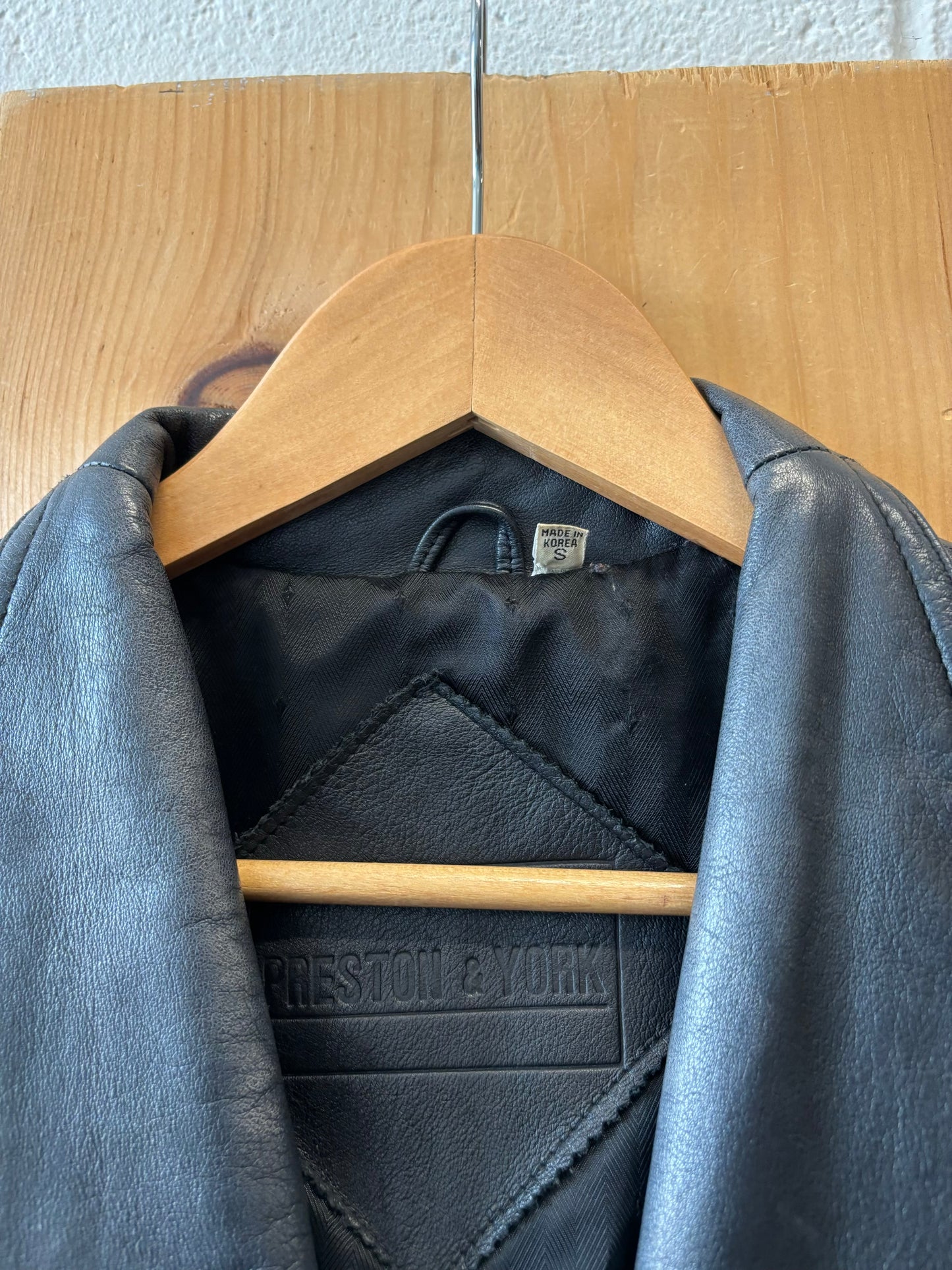 Vtg Black Leather Trench Coat : S (Local Pick Up Only)