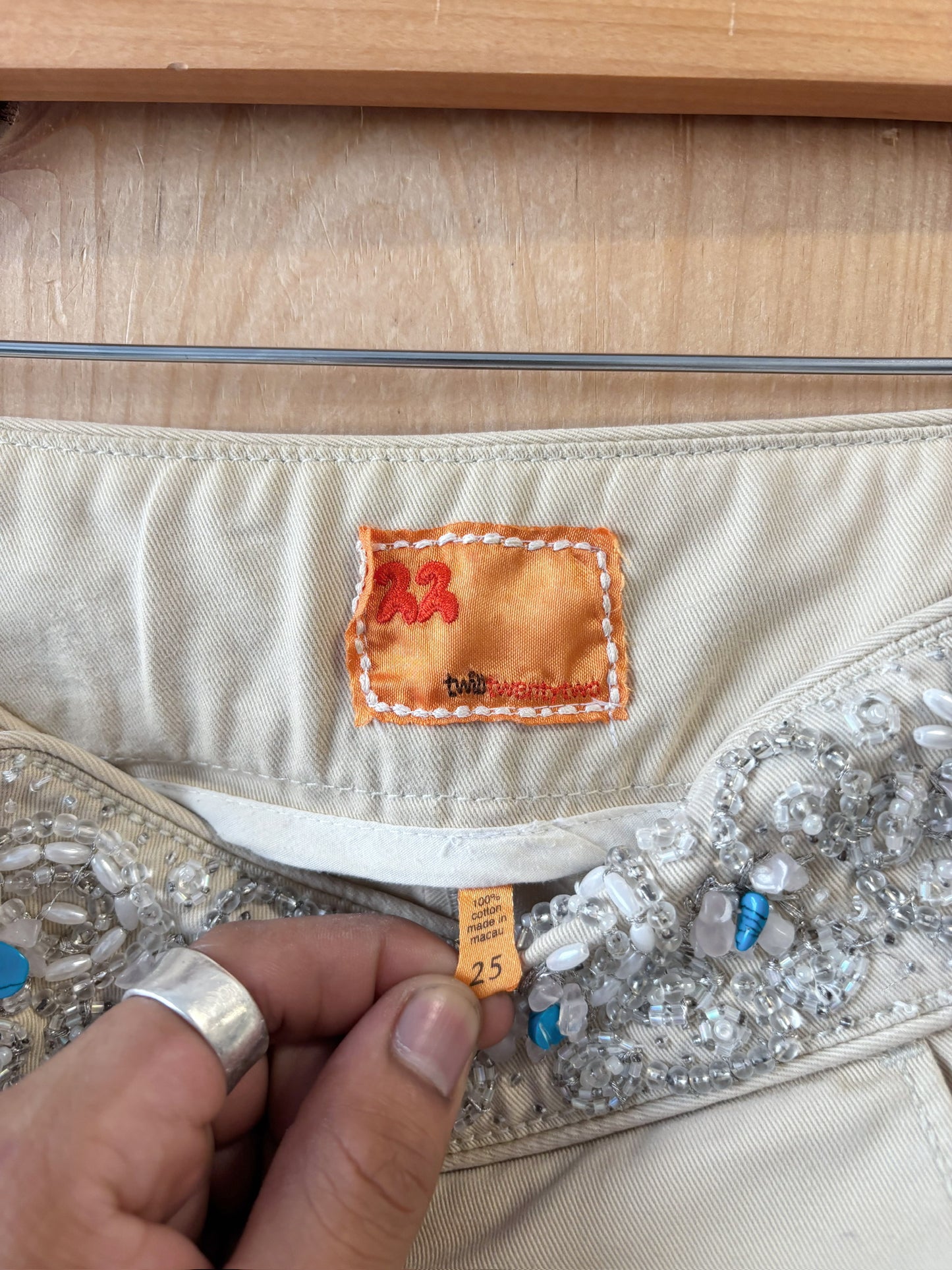 Beaded Cropped Pants : 30” W