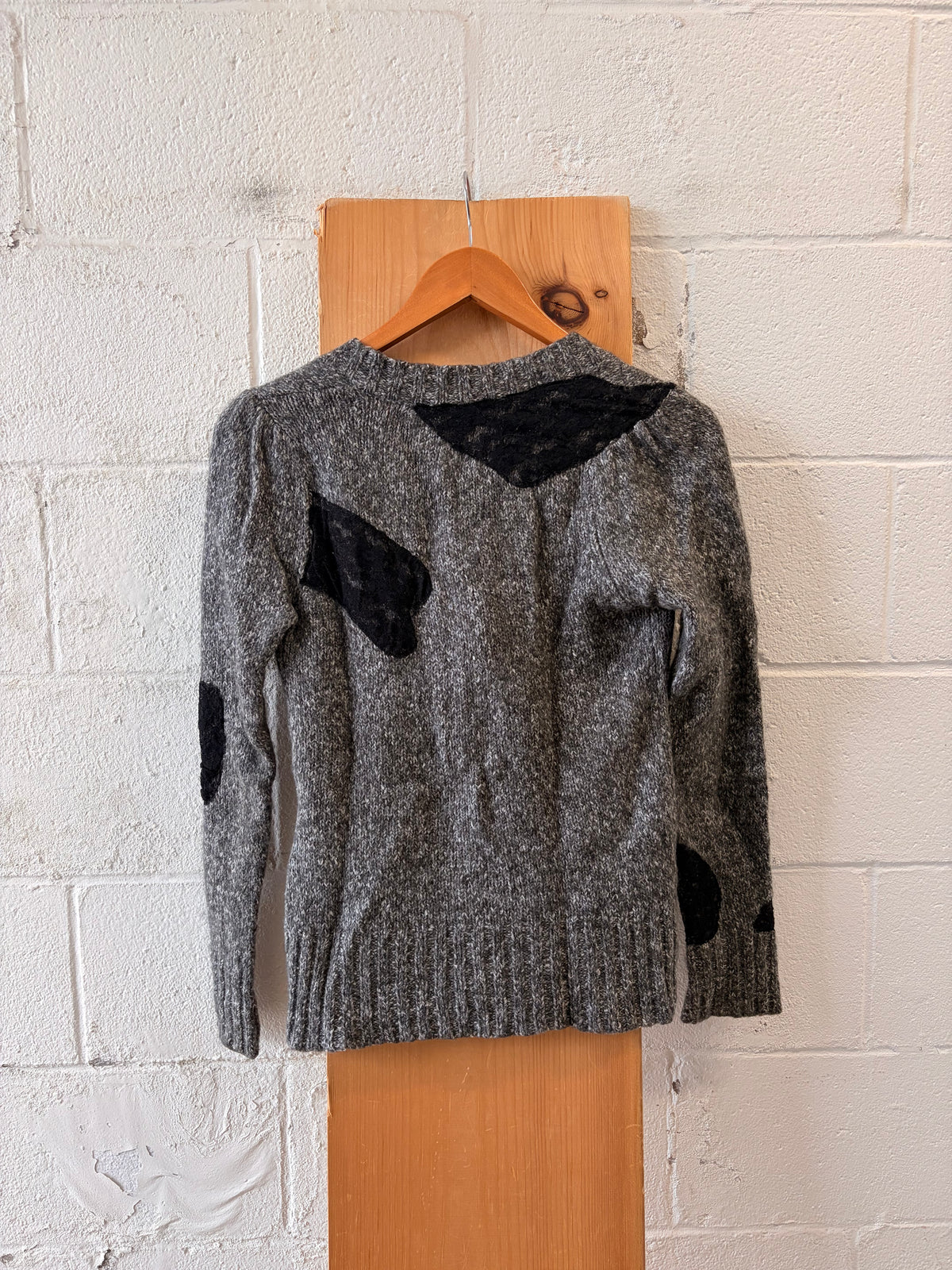 Black & Gray Floral Knit Cardigan : L