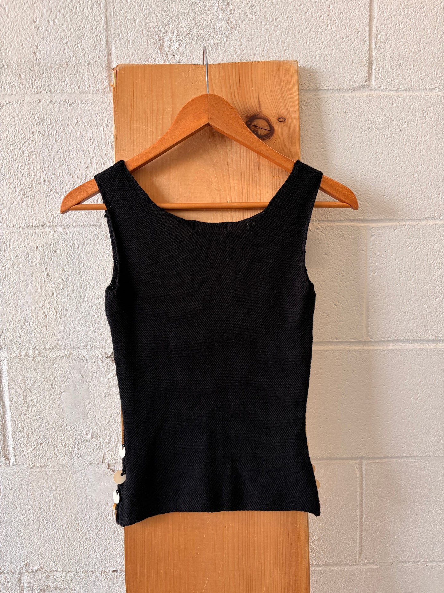 Knit Black & White Sequin Disc Tank : M