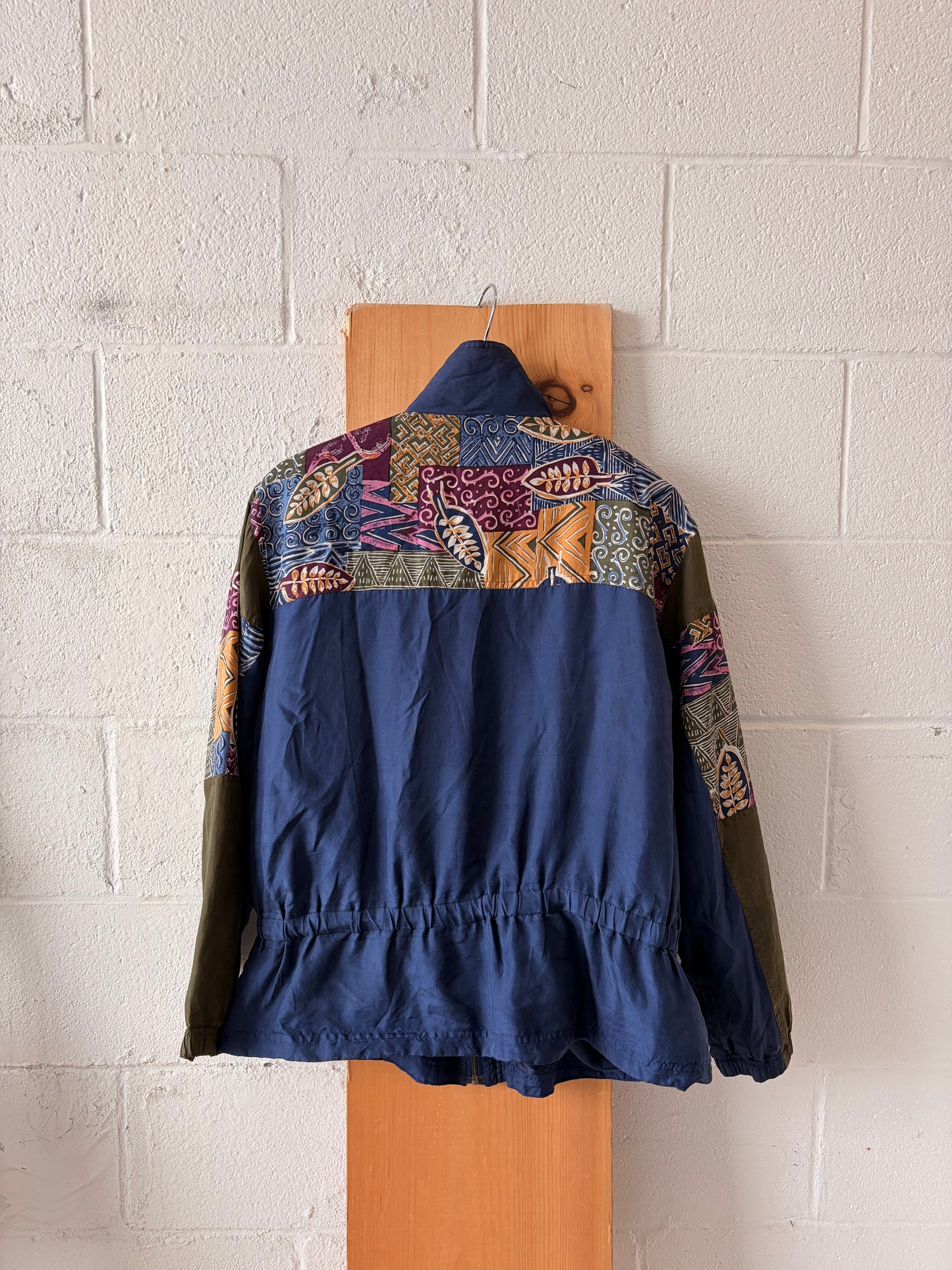Vtg Patterned Silk Windbreaker : M