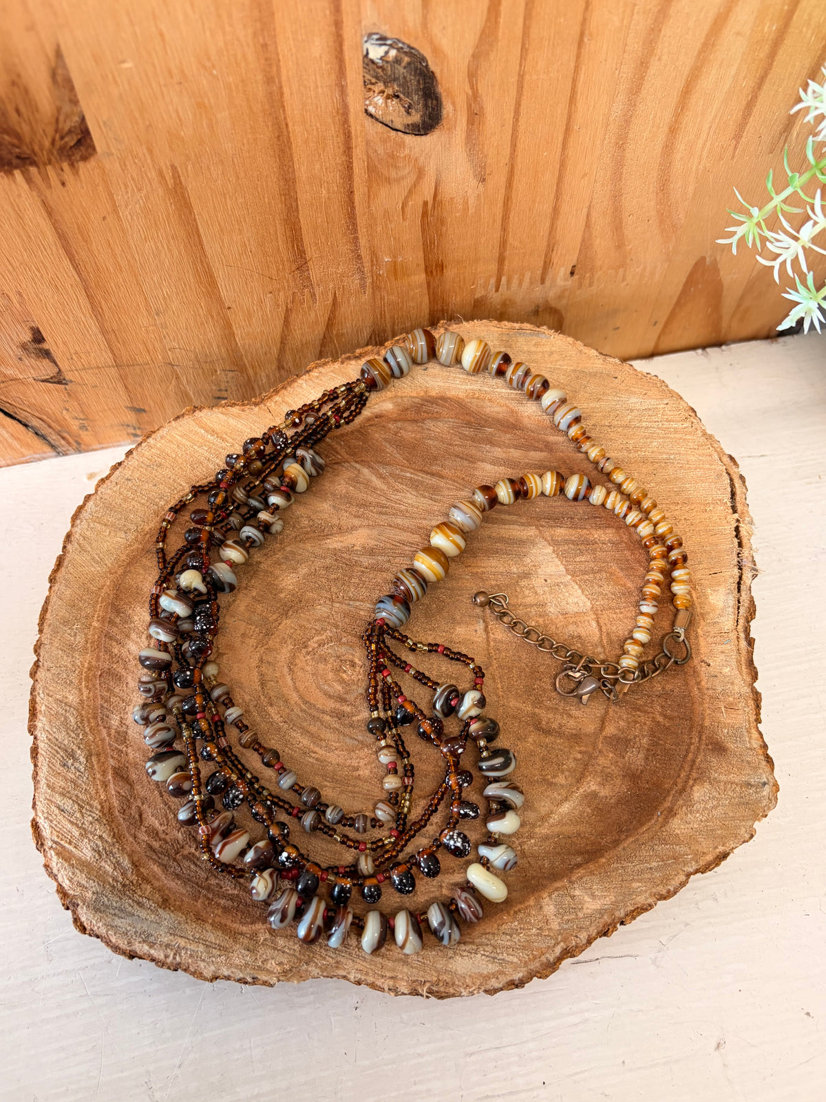 Layered Neutral Beaded Necklace