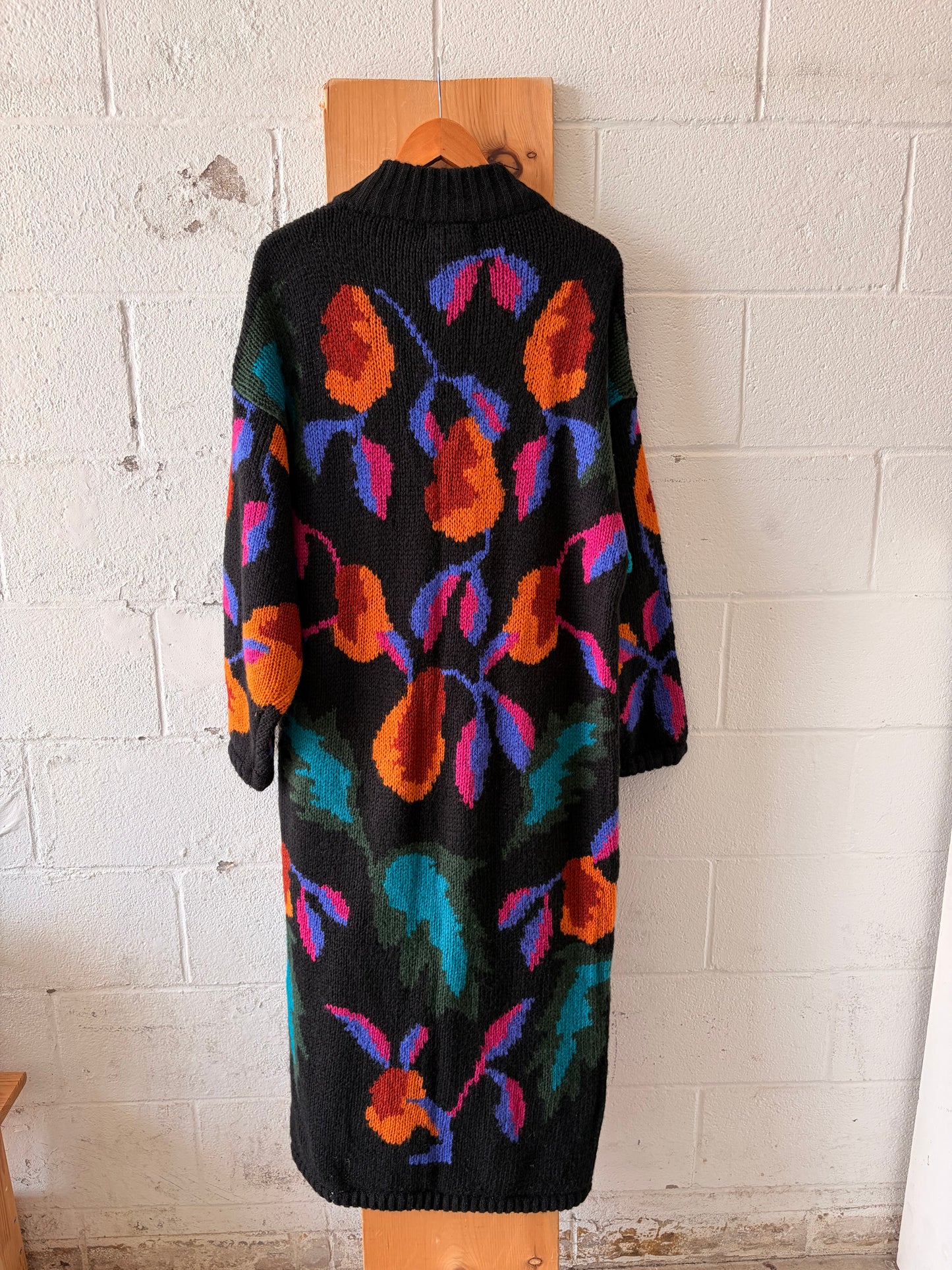Vtg Long Patterned Cardigan Sweater : 1X