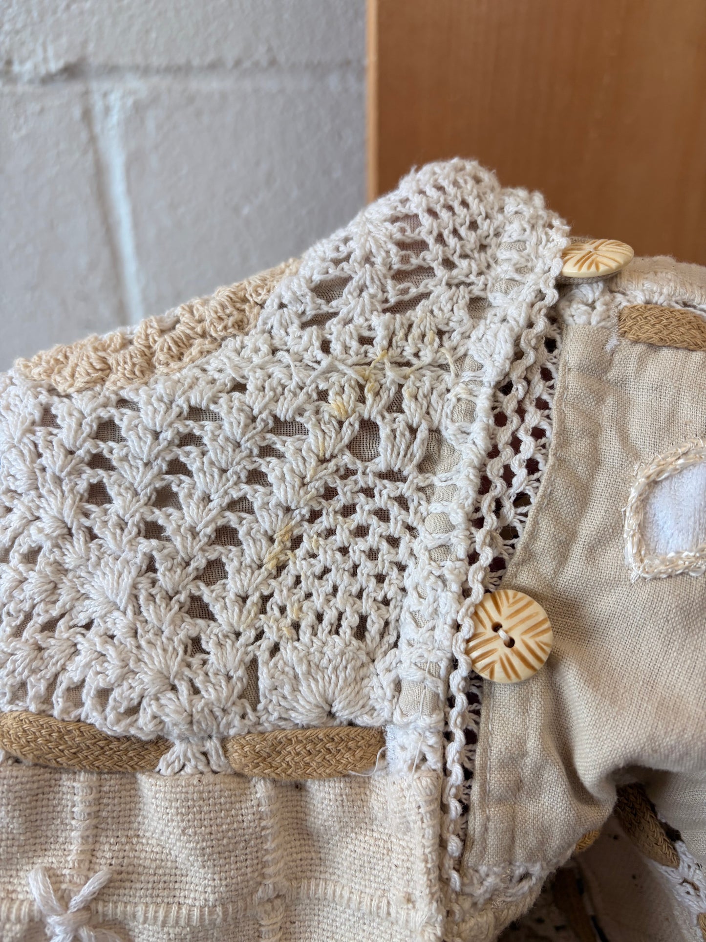 Embroidered Crochet Panel Button Down : 3X