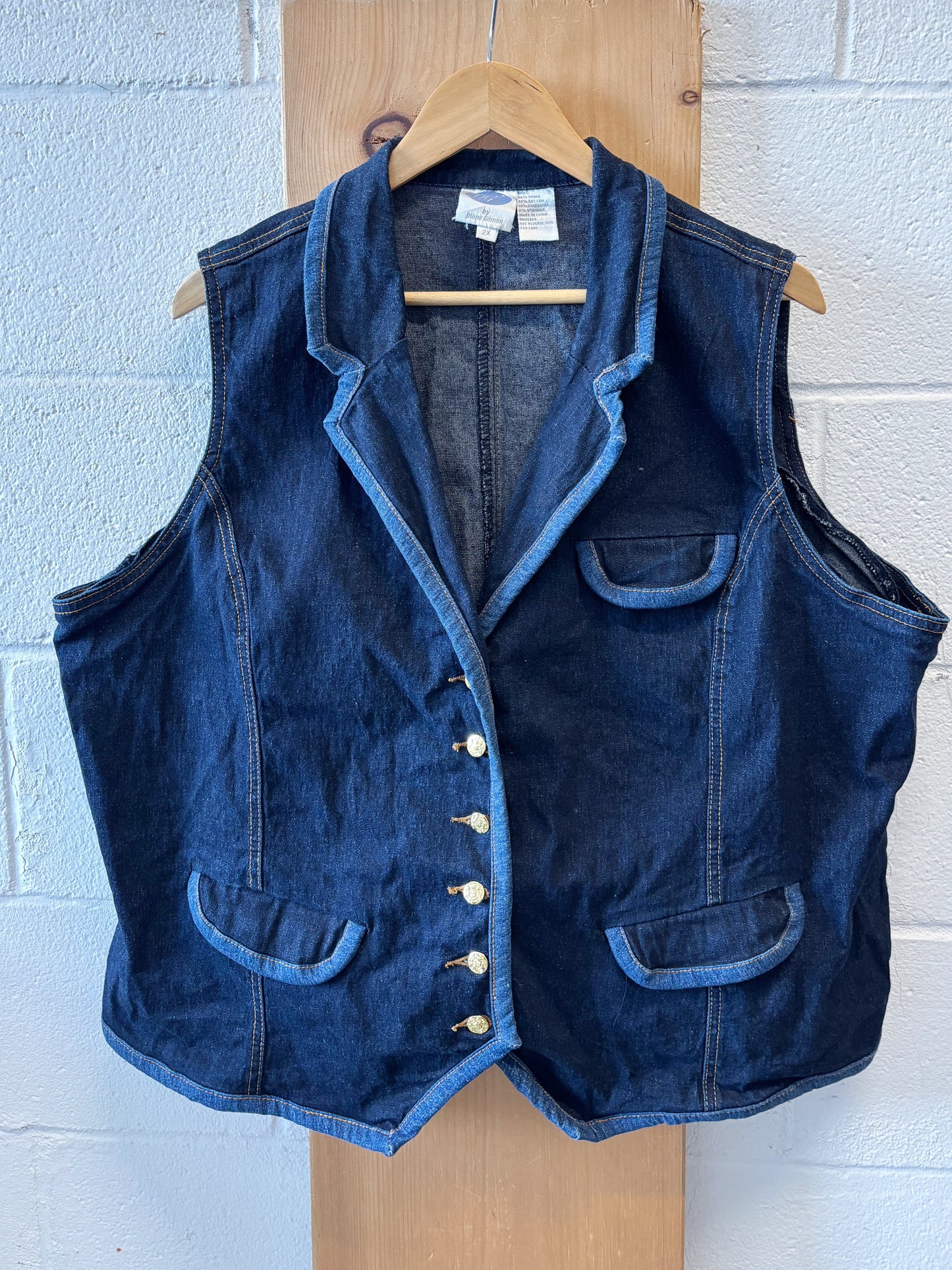 Vtg Denim Vest : 2XL