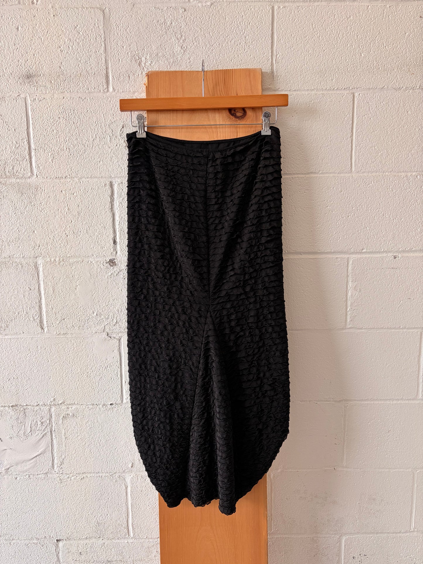 Vtg Textured Black Gathered Skirt : 2