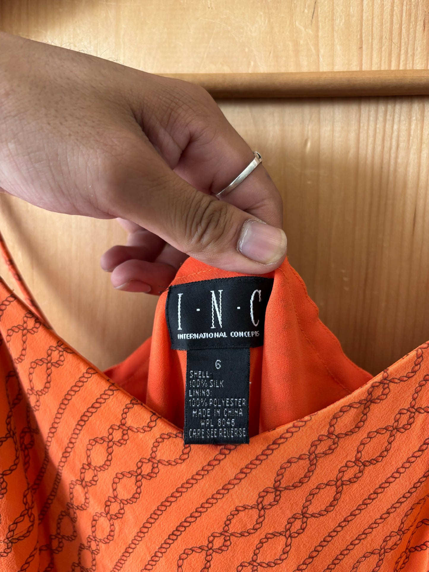 Silk Orange Chain Patterned I.N.C. Dress : 6