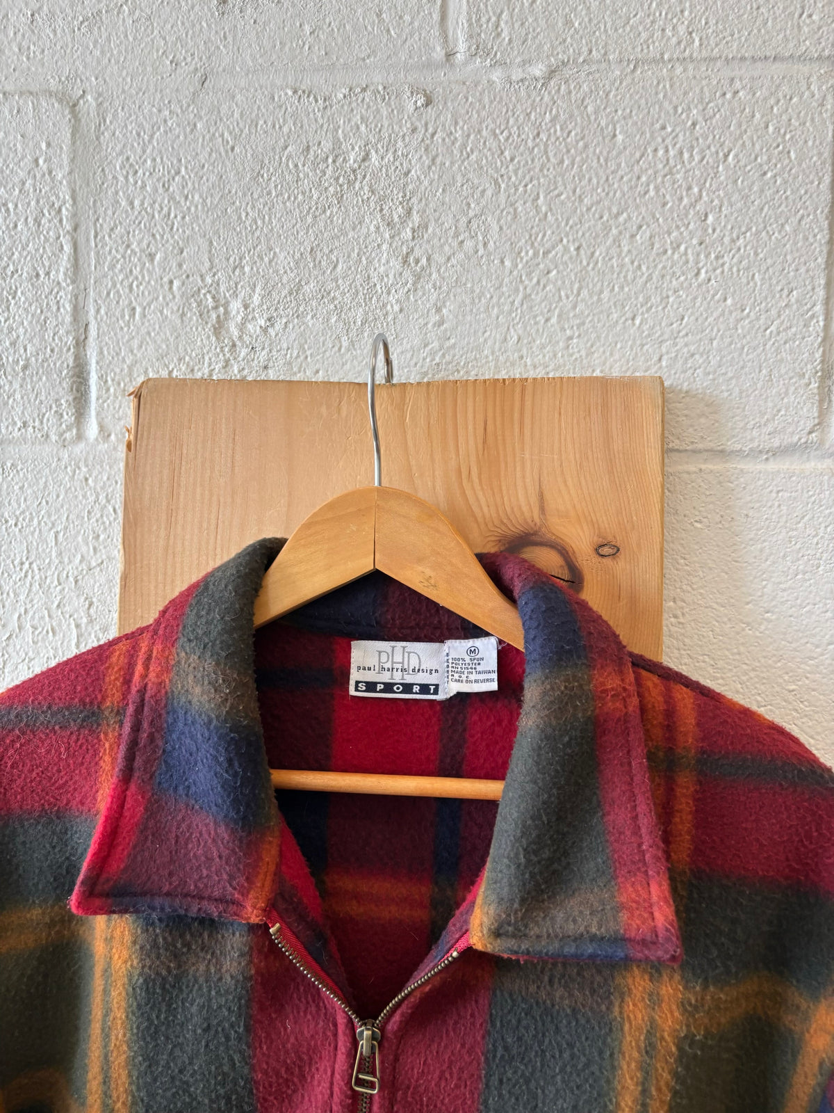 Vtg Plaid Fleece Zip Up Jacket : M