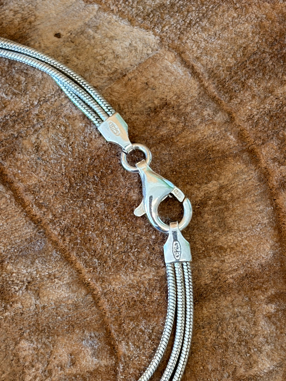 Triple Strand 925 Sterling Bead Necklace