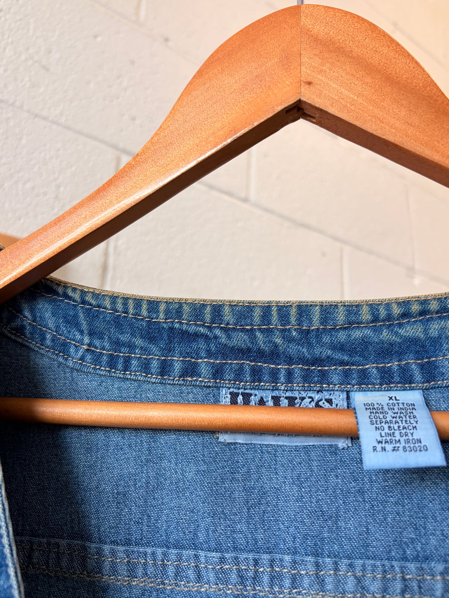 Patchwork Faces Denim Vest : XL