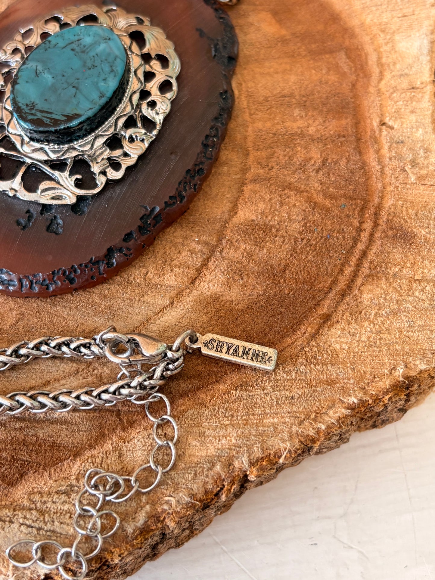 Long Brown & Teal Pendant Necklace