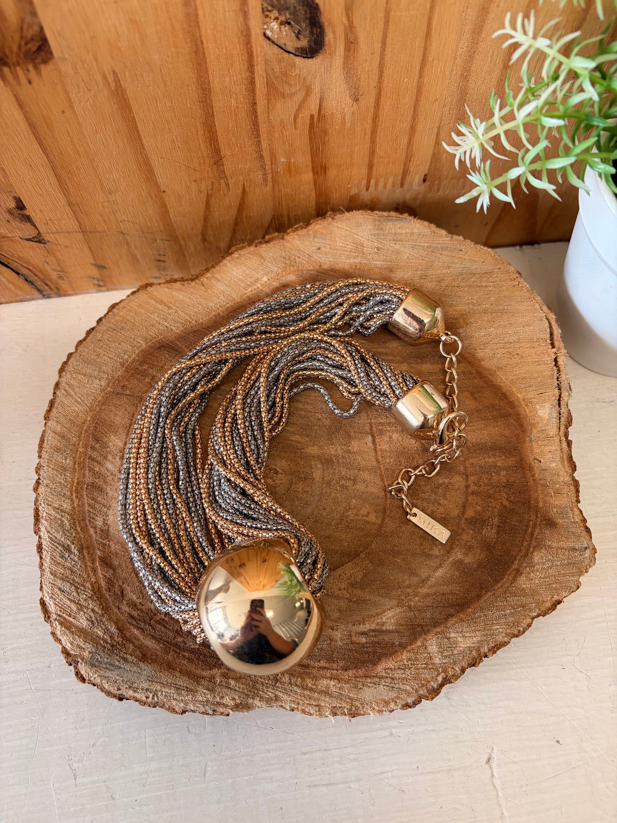 Multi-Strand Mixed Metal Sphere Necklace