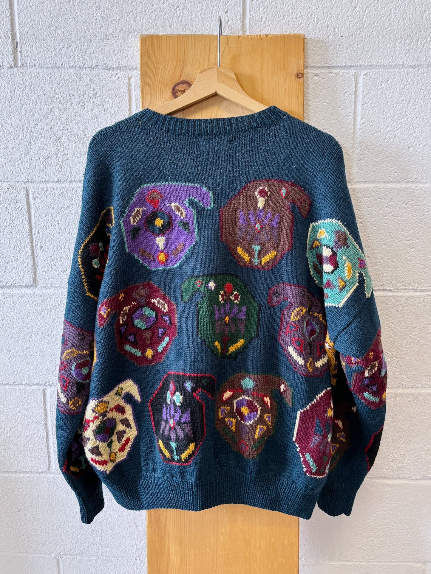 Vtg Abstract Wool Sweater : L