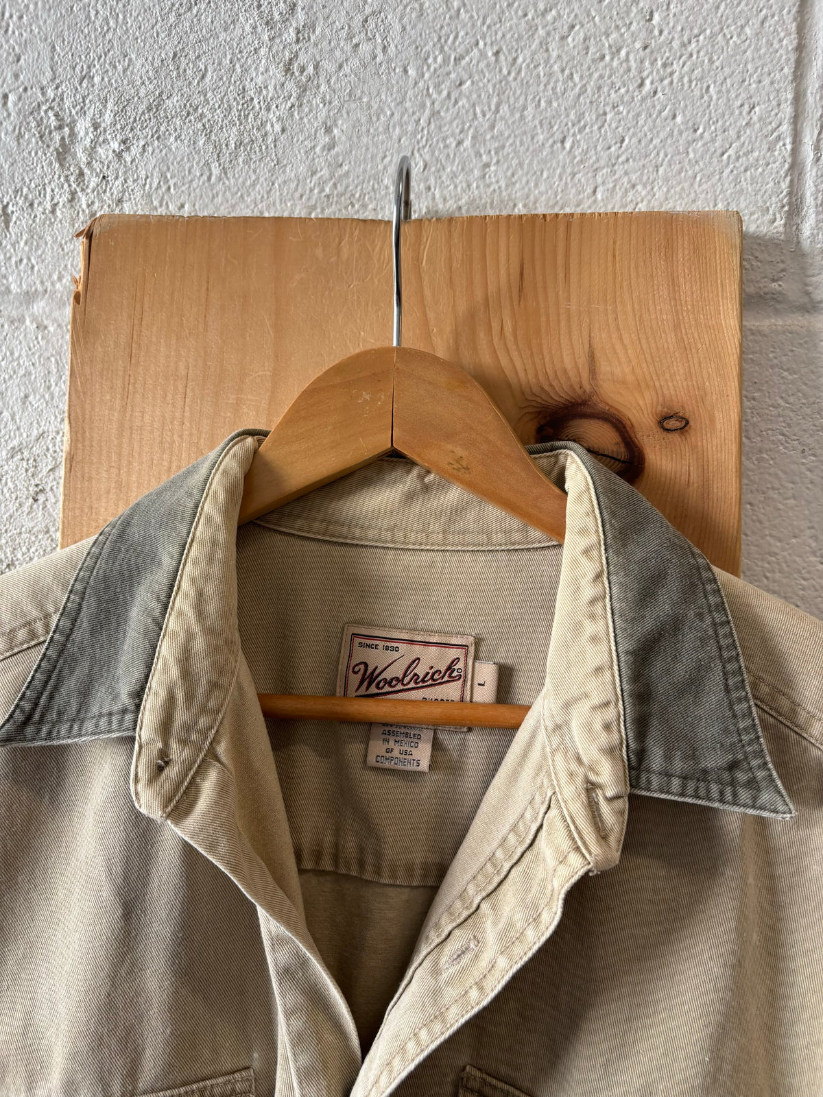 Vtg Woolrich Canvas Button Up W/Elbow Patches : L