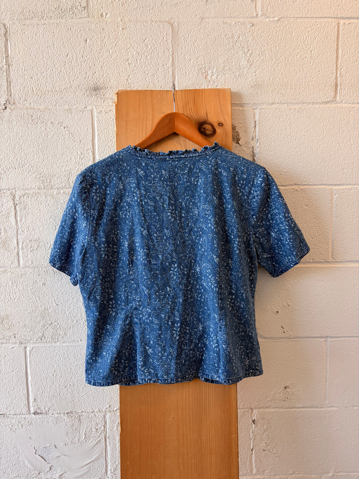 Floral Denim Blue Top : L