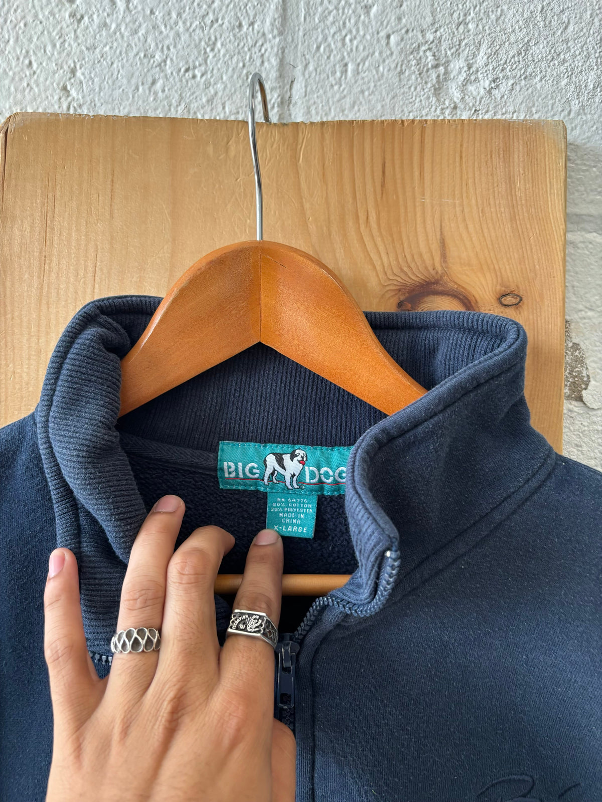 Vtg Big Dogs Navy 1/4 Zip : XL
