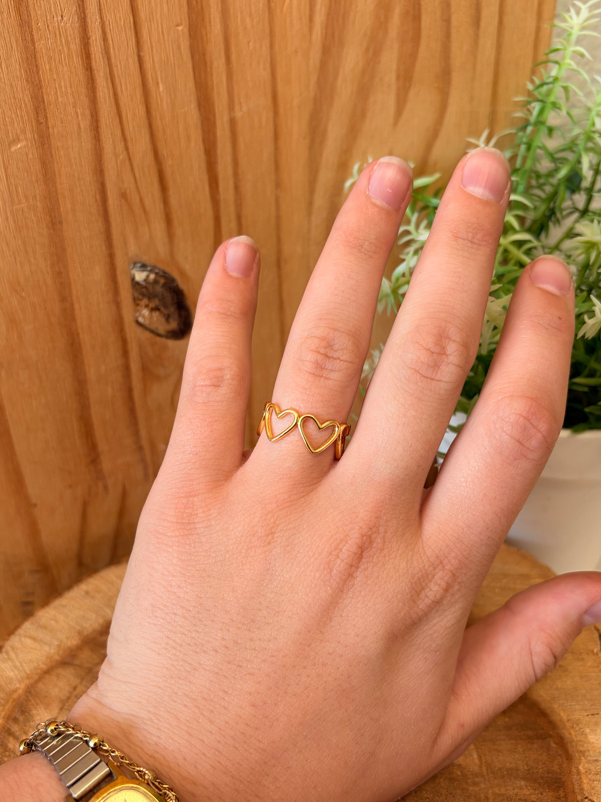 925 Gold Tone Heart Ring : Size 7