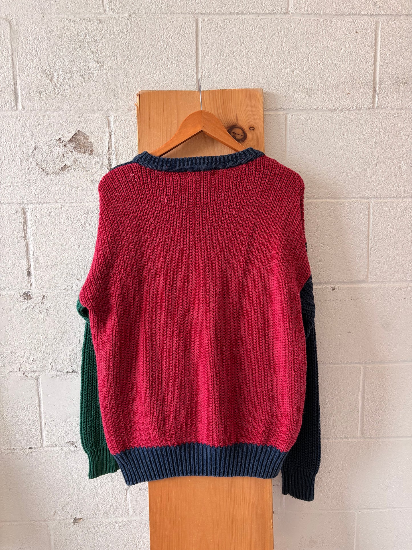 Vtg Color Block Sweater : L