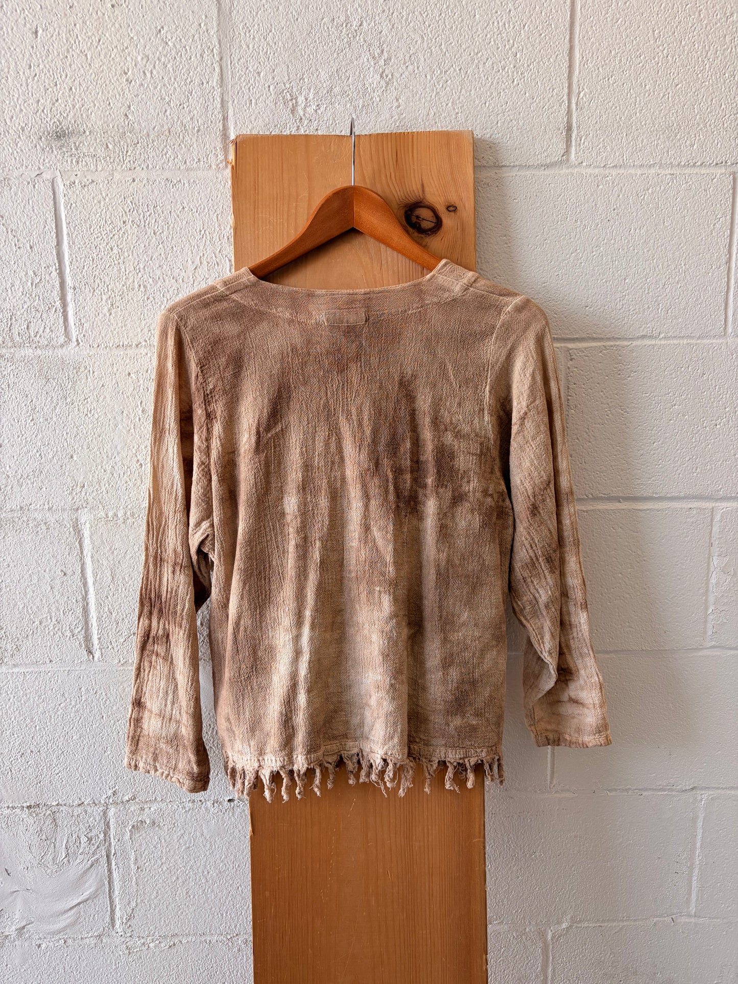 Vtg Boho Fringe Button Up Top : M