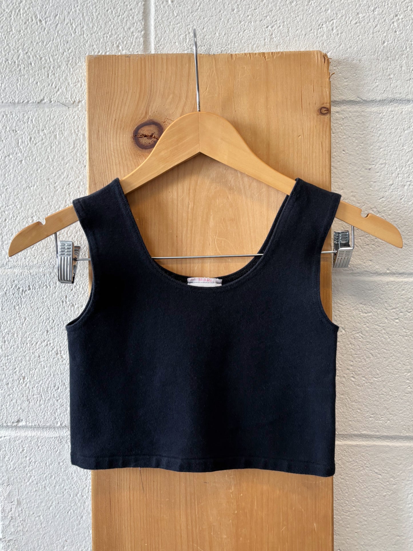 Vtg Cropped Black Tank : M