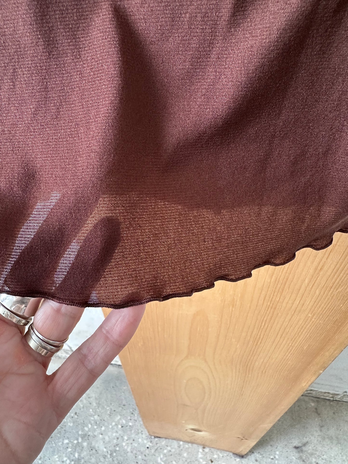 Brown Lettuce Hem Skirt : L