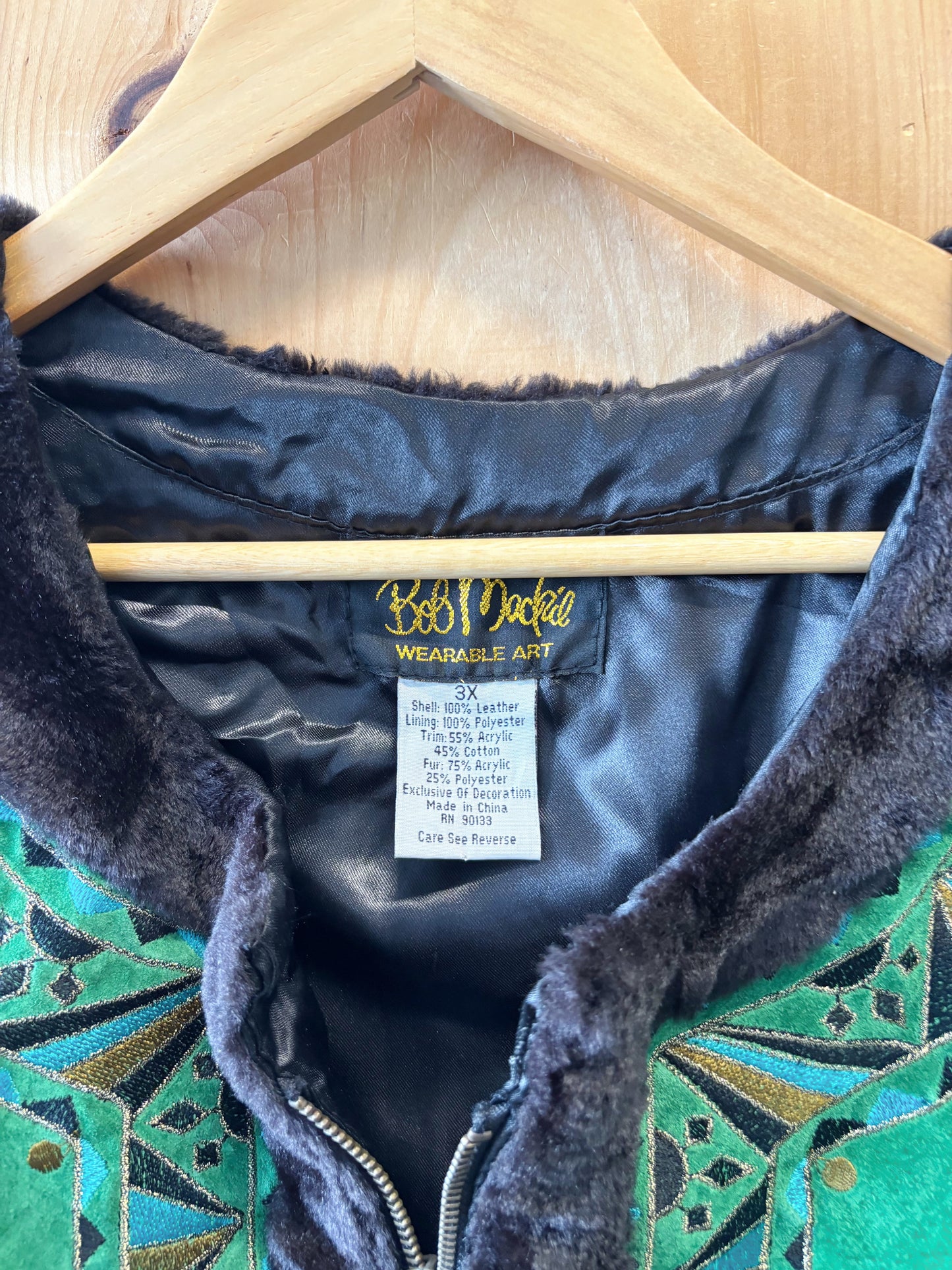 Vtg Green Suede Vest : 3XL