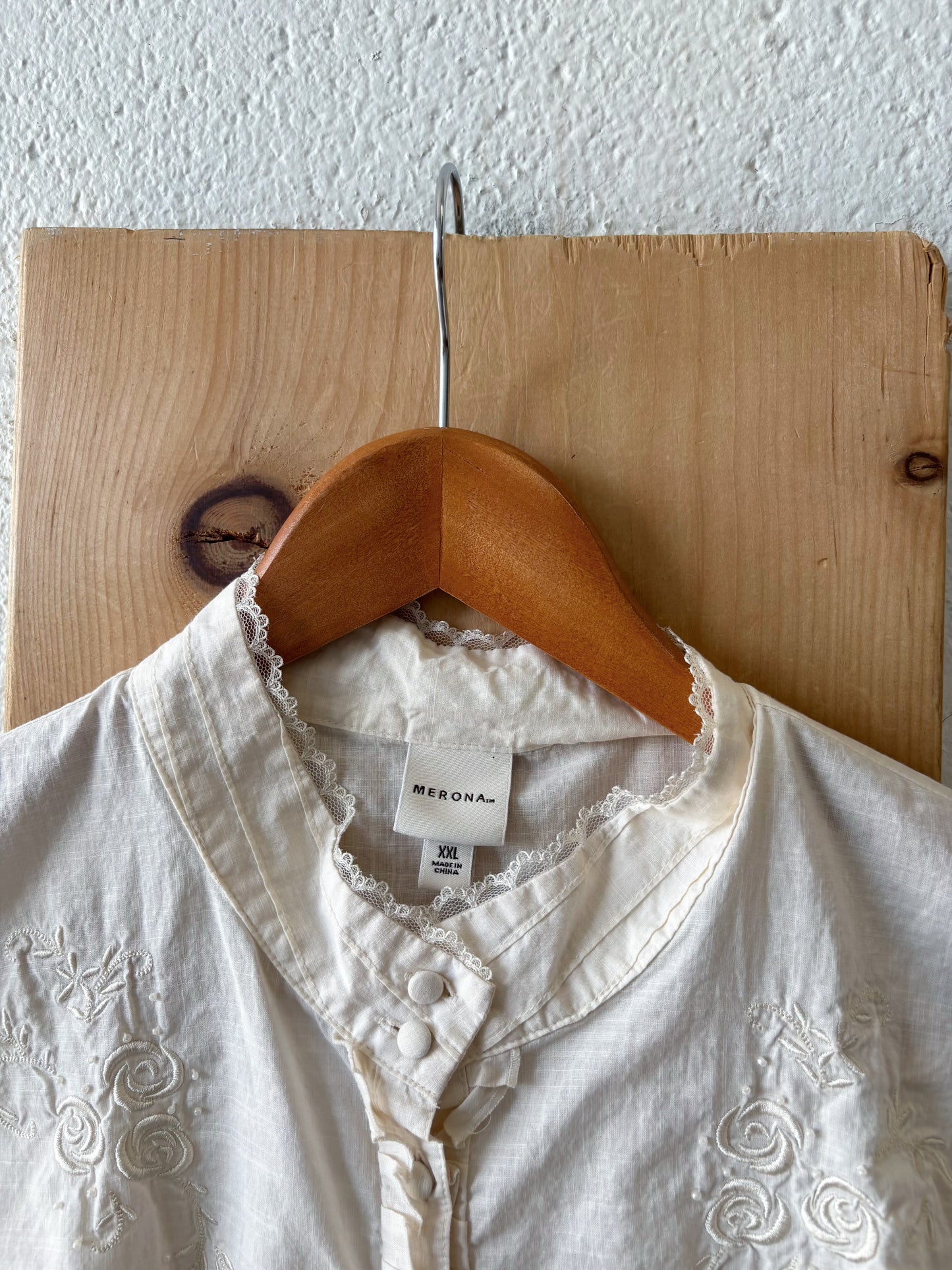 White Linen Short Sleeve Top : 2XL