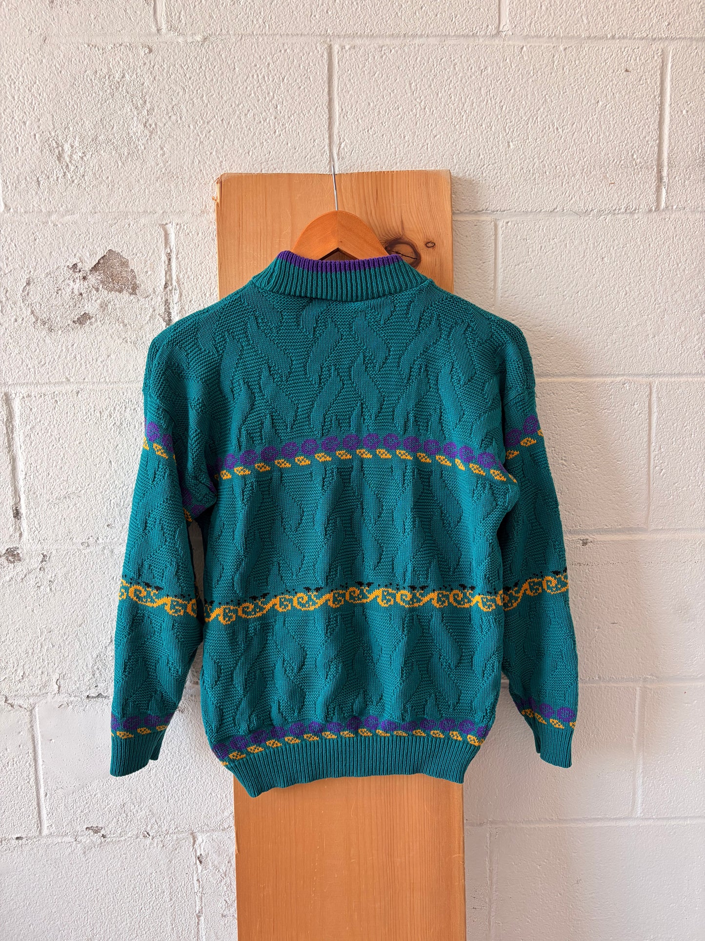 Vtg Striped Mock Neck Sweater : S