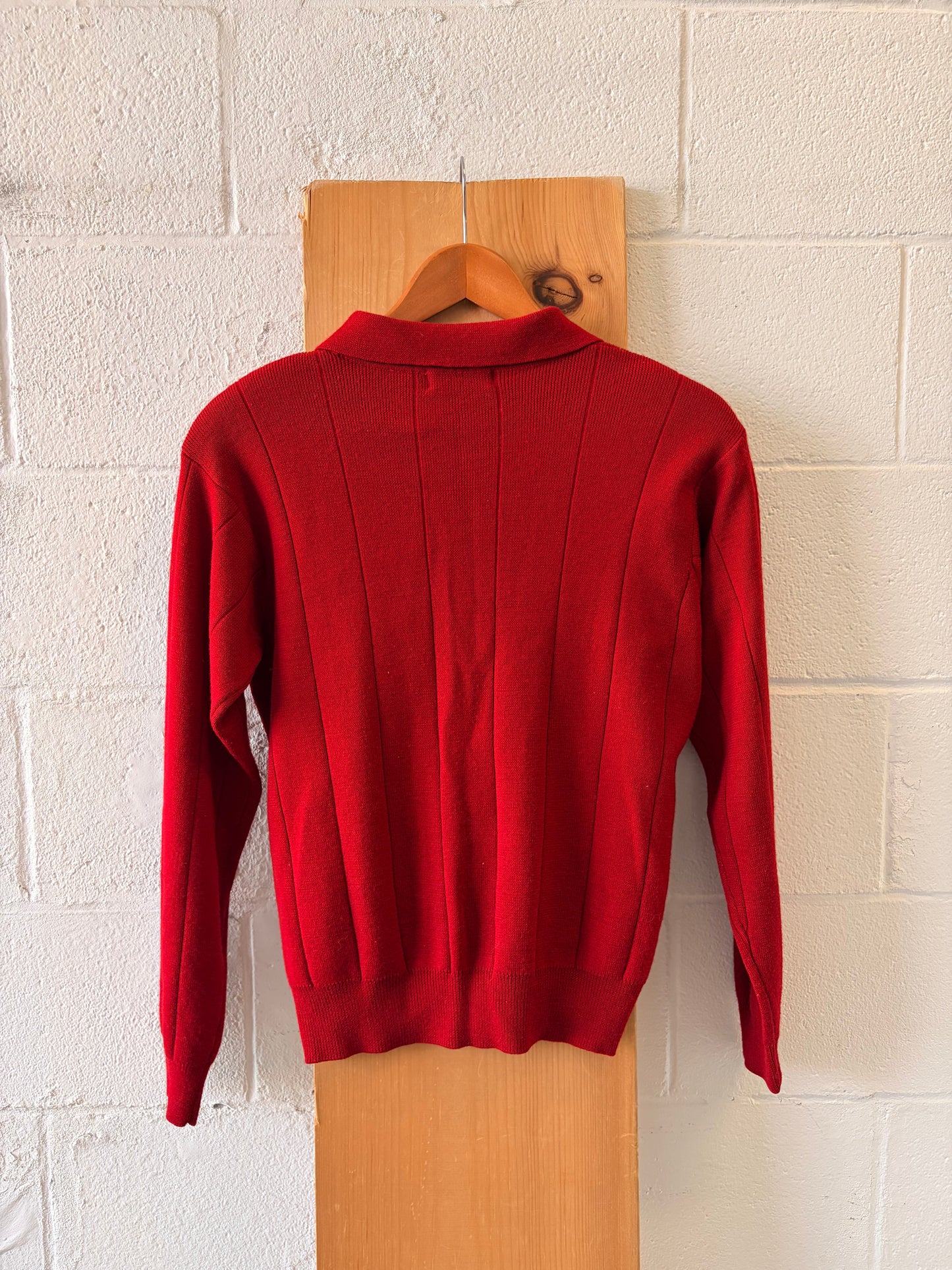 Collared Red Wool Sweater : S