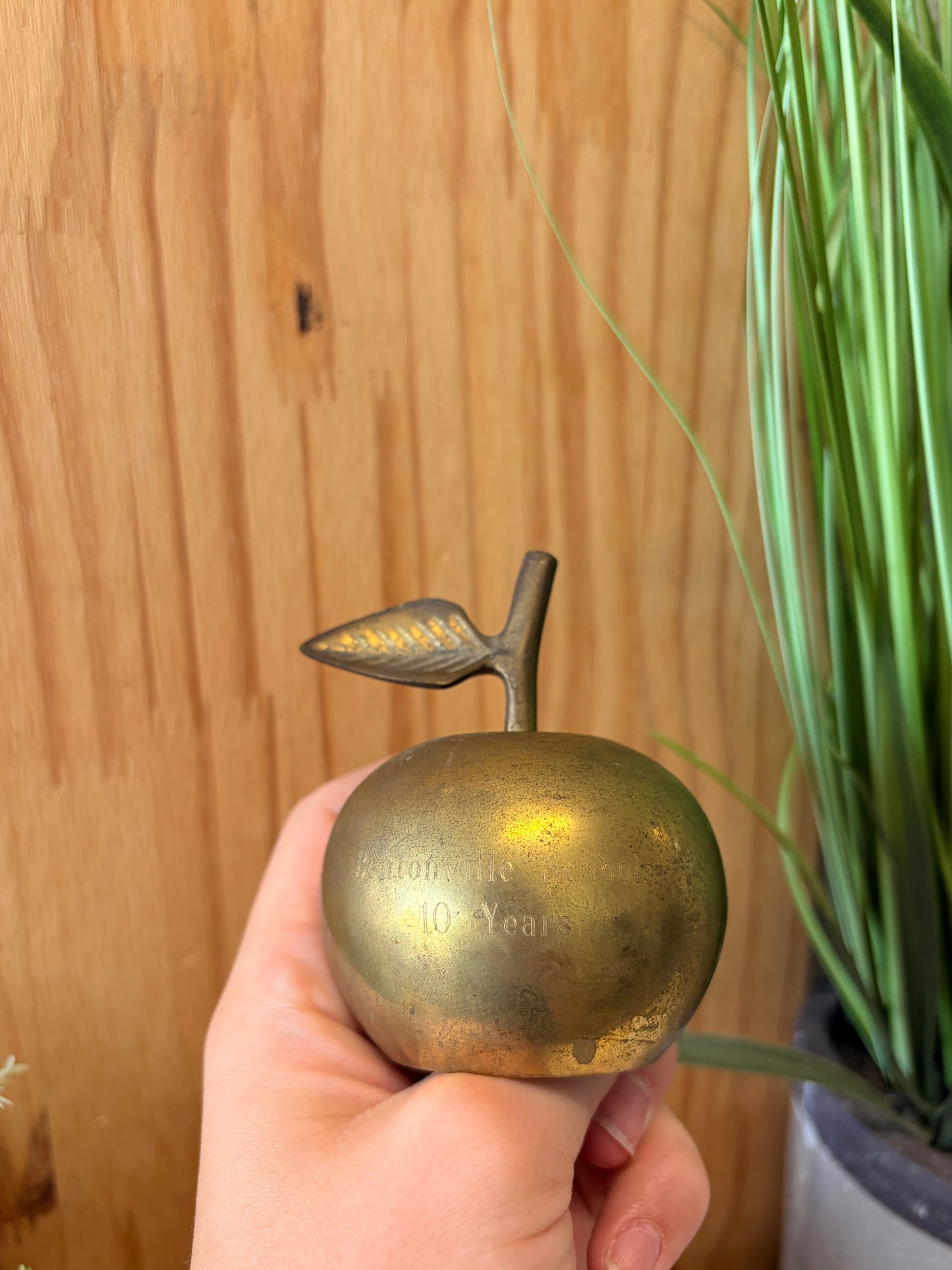 Vtg Bentonville Schools Brass Apple Bell