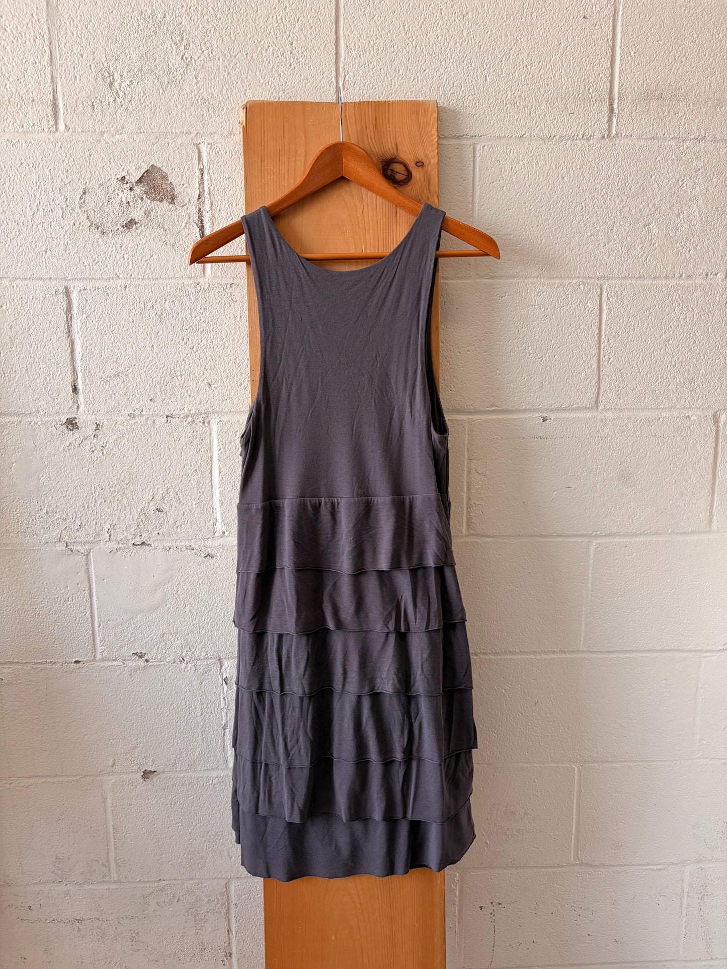 Gray Layered Ruffle Dress : L