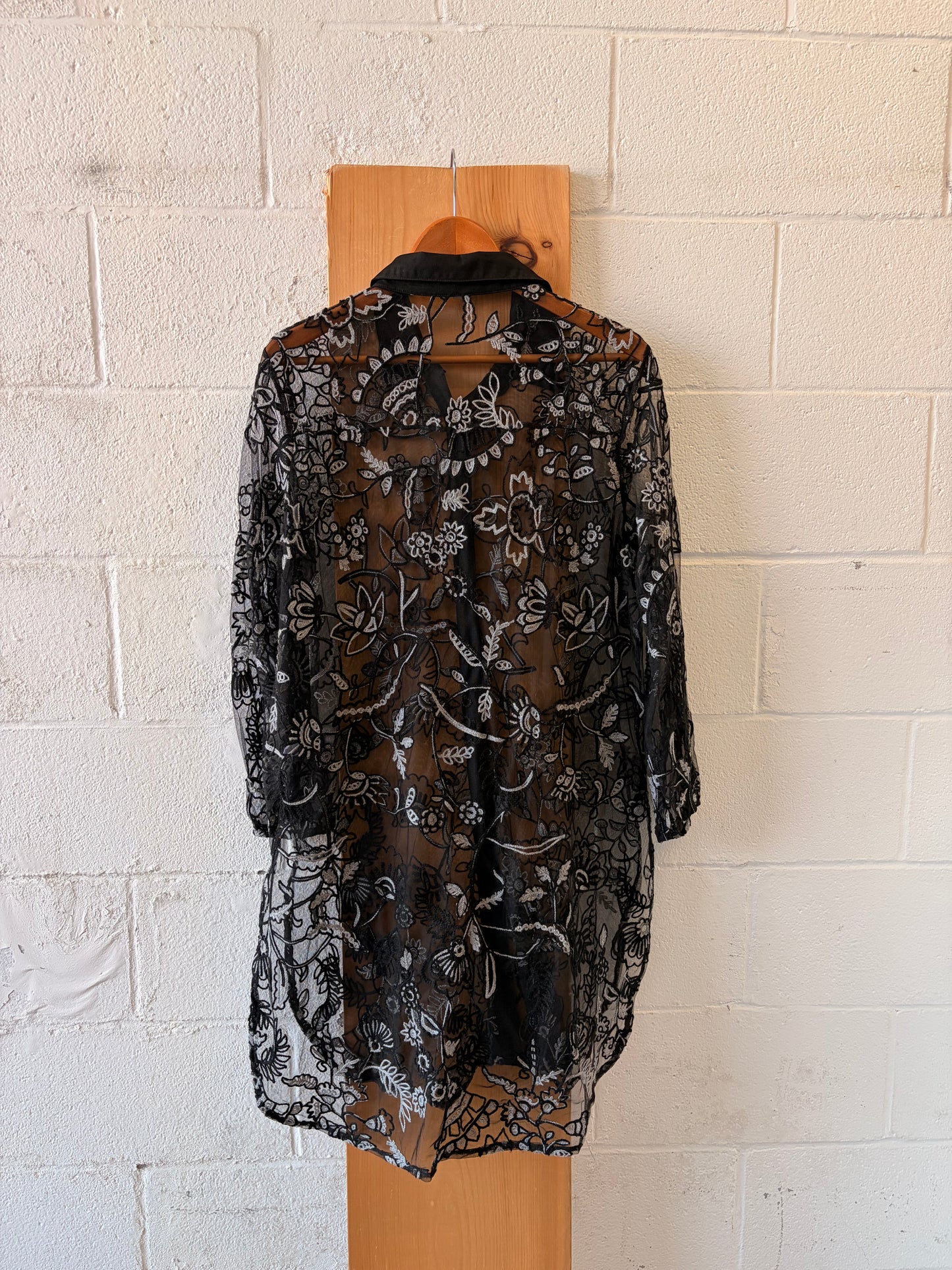 Semi-Sheer Long Floral Overlay : XL