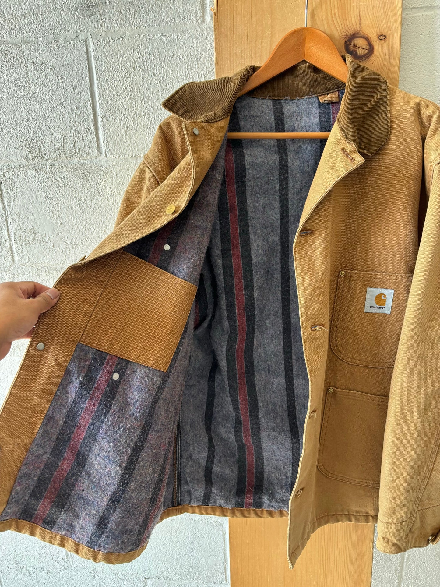 Vtg Carhartt Blanket Lined Chore Coat : XL