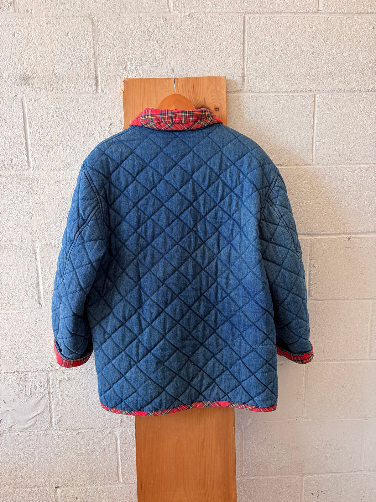 Vtg Diamond Quilted Denim Jacket : 14 (As Is)
