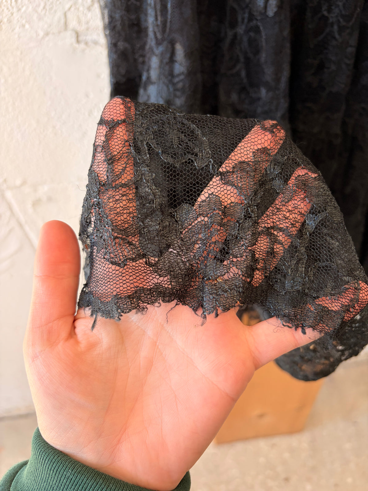 Sheer Black Lace Overlay Skirt : S
